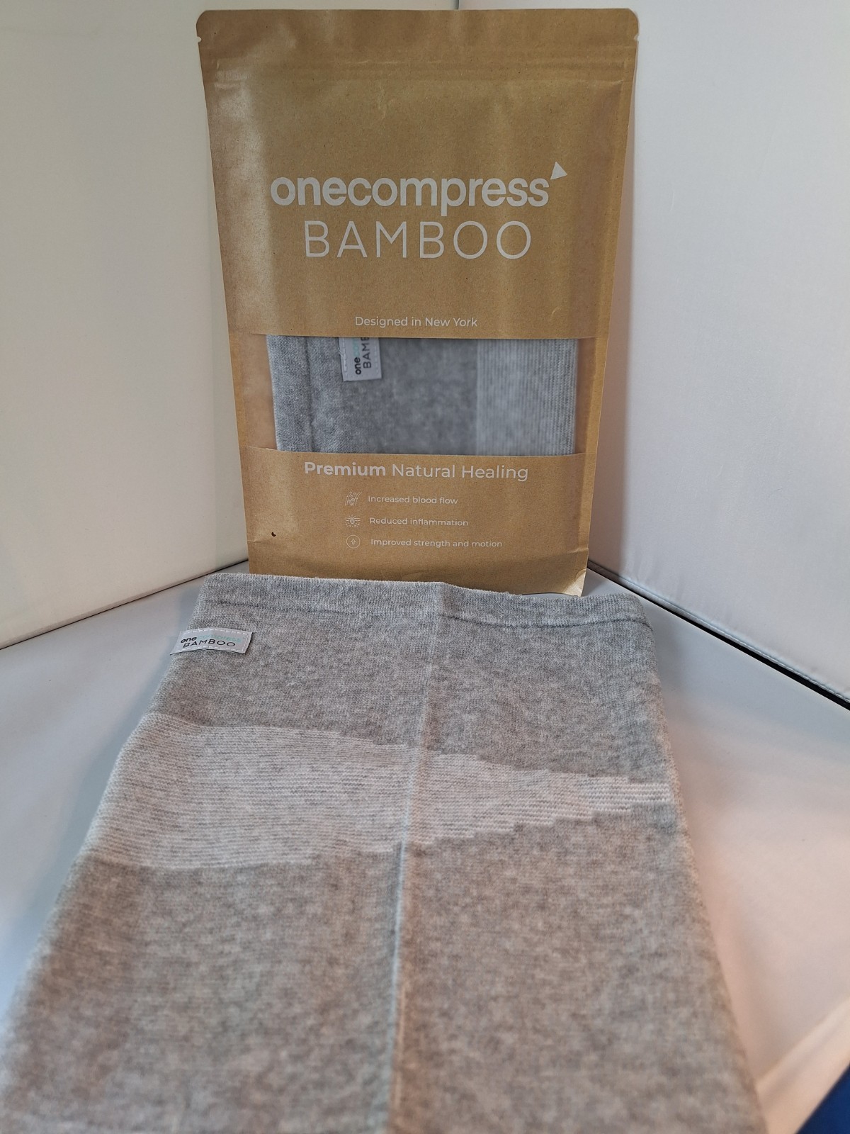 One Compress Bamboo Premium Knee Sleeve Gray Size 4XL New +1 Used * See Details