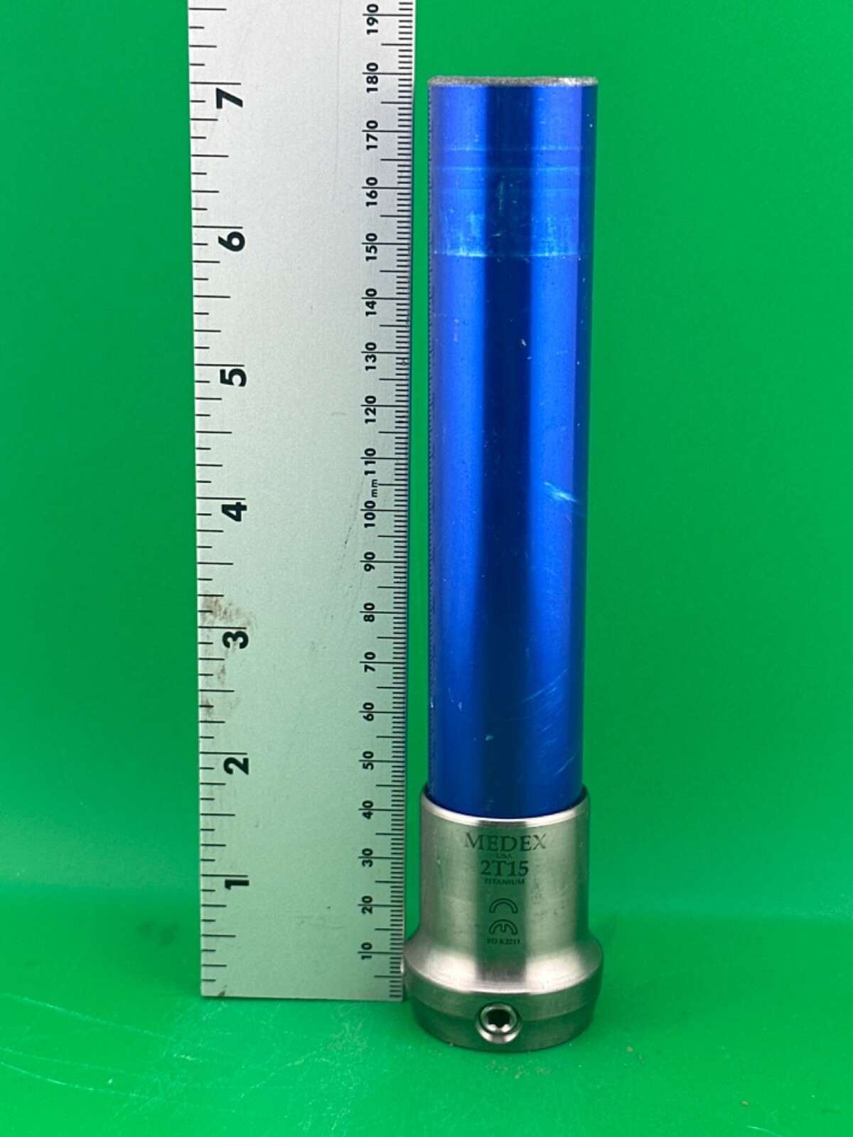 Prosthetic pylon with glued female receiver adapter. 30mm part. Medex