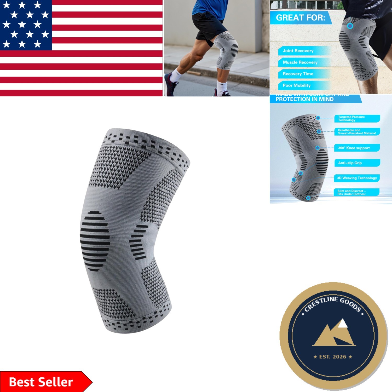Breathable Compression Knee Sleeve – Bamboo Fabric for All-Day Comfort & Support