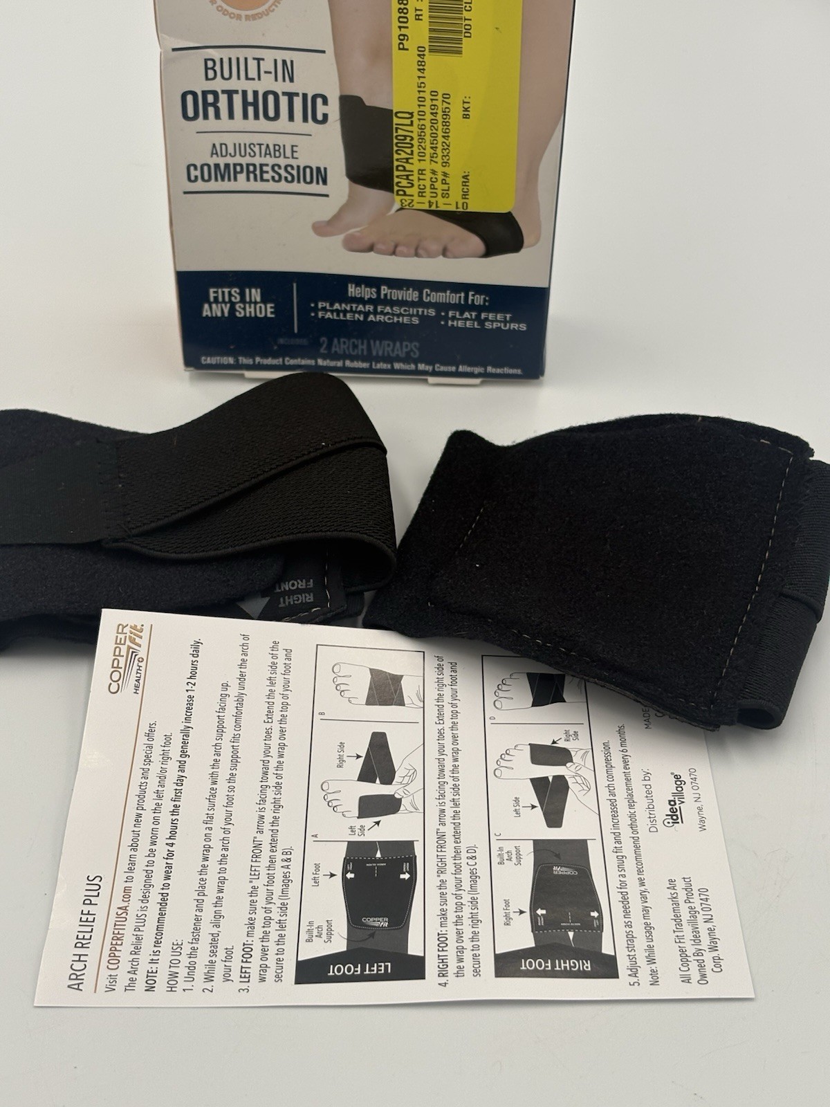 Copper Fit Health Unisex Arch Relief Plus with Built-In Orthotic Support – Black