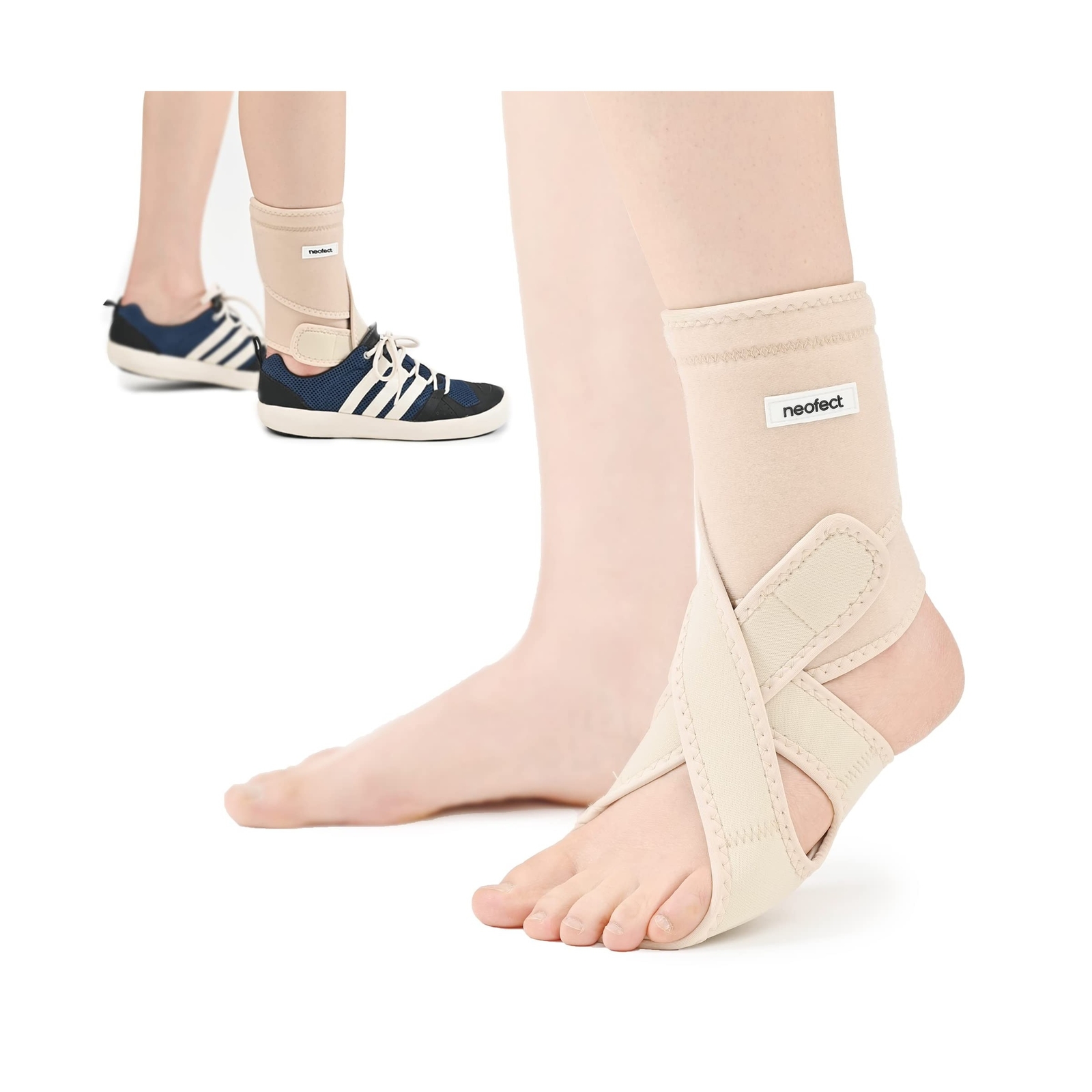 NEOFECT Brace Beige Left AFO Foot Drop Brace for Walking, Drop Foot Brace wit…