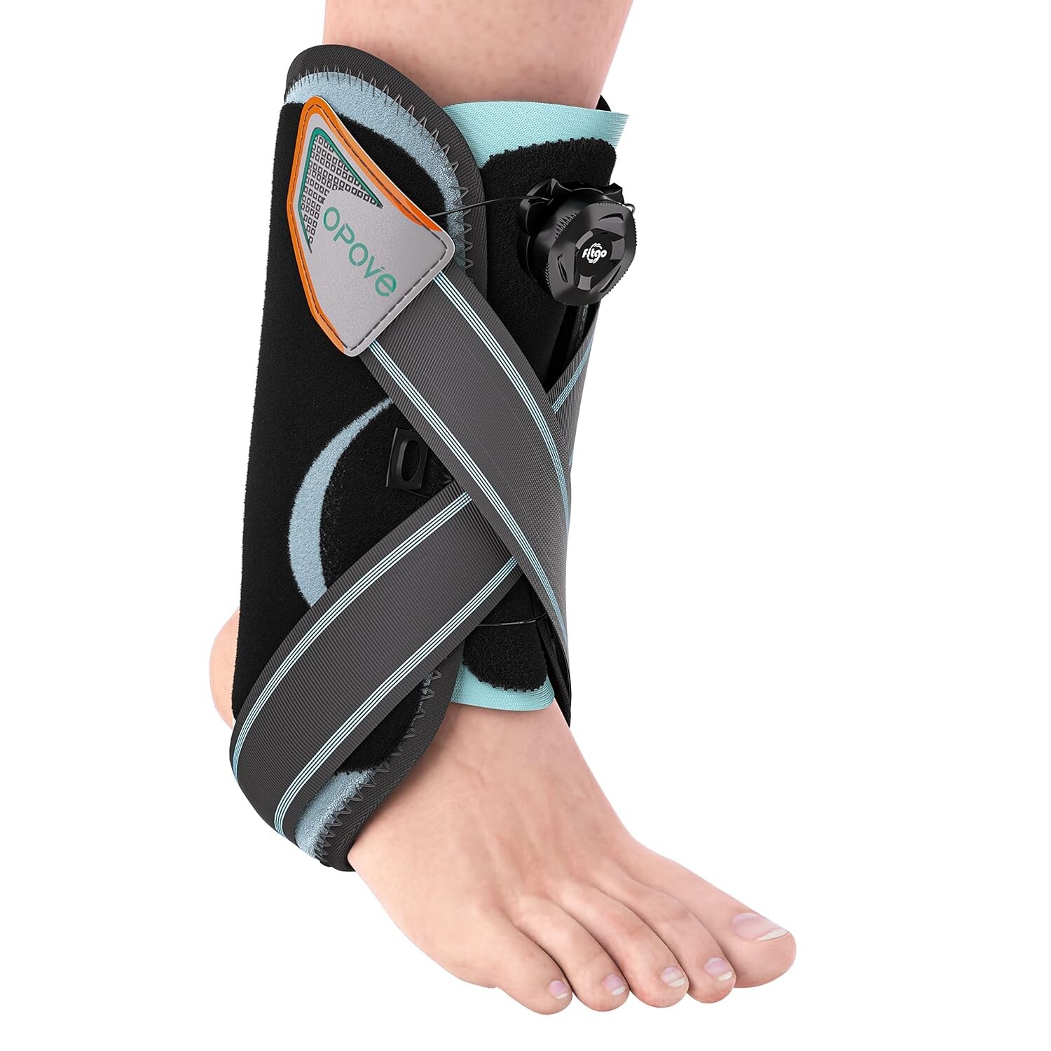 Adjustable Knob Ankle Brace for Plantar Fasciitis and Tendonitis (XL, Black) NEW