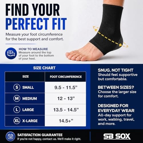 Ankle Brace Compression Sleeve 2 Pack Plantar Fasciitis Achilles Relief Men