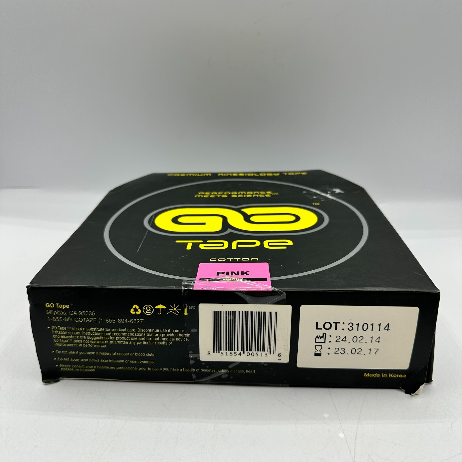 NEW GO TAPE Pink Premium Kinesiology Tape Uncut – 2 in x 125 ft Cotton Open Box