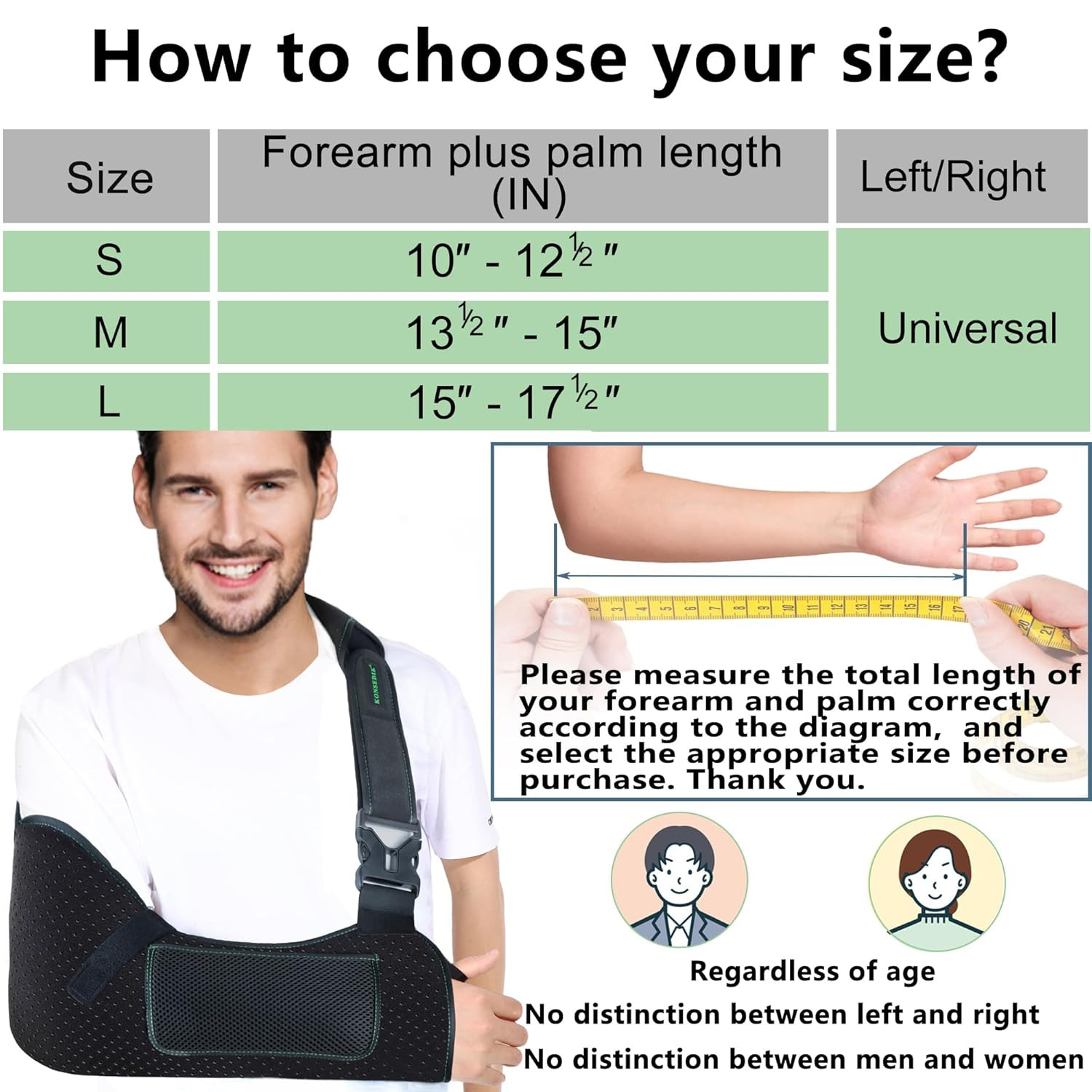 Arm Shoulder Sling for Men and Women,Porous Comfort Medical Sling with Pocket Sh