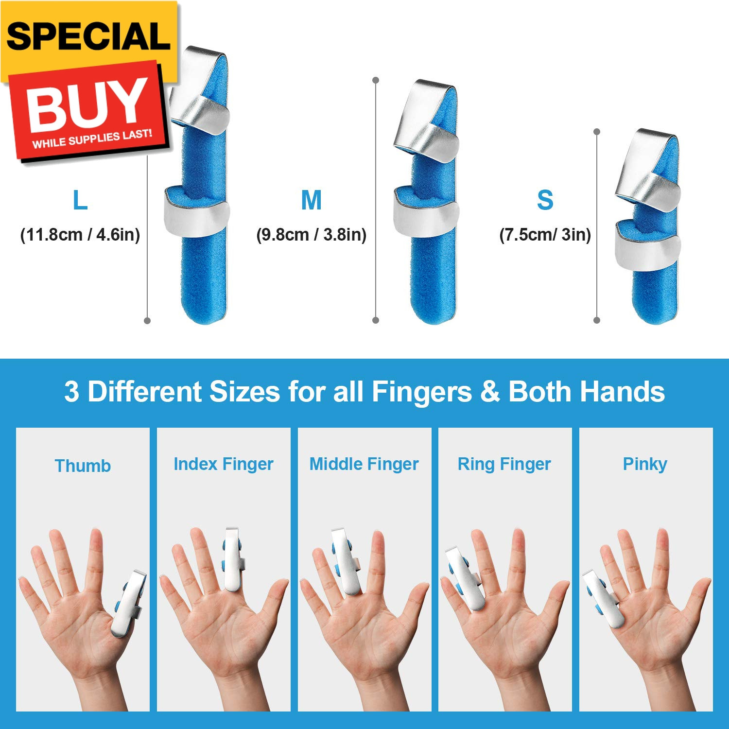Trigger Finger Splint Brace for Thumb Index Middle Ring Pinky, Metal Foam Broken