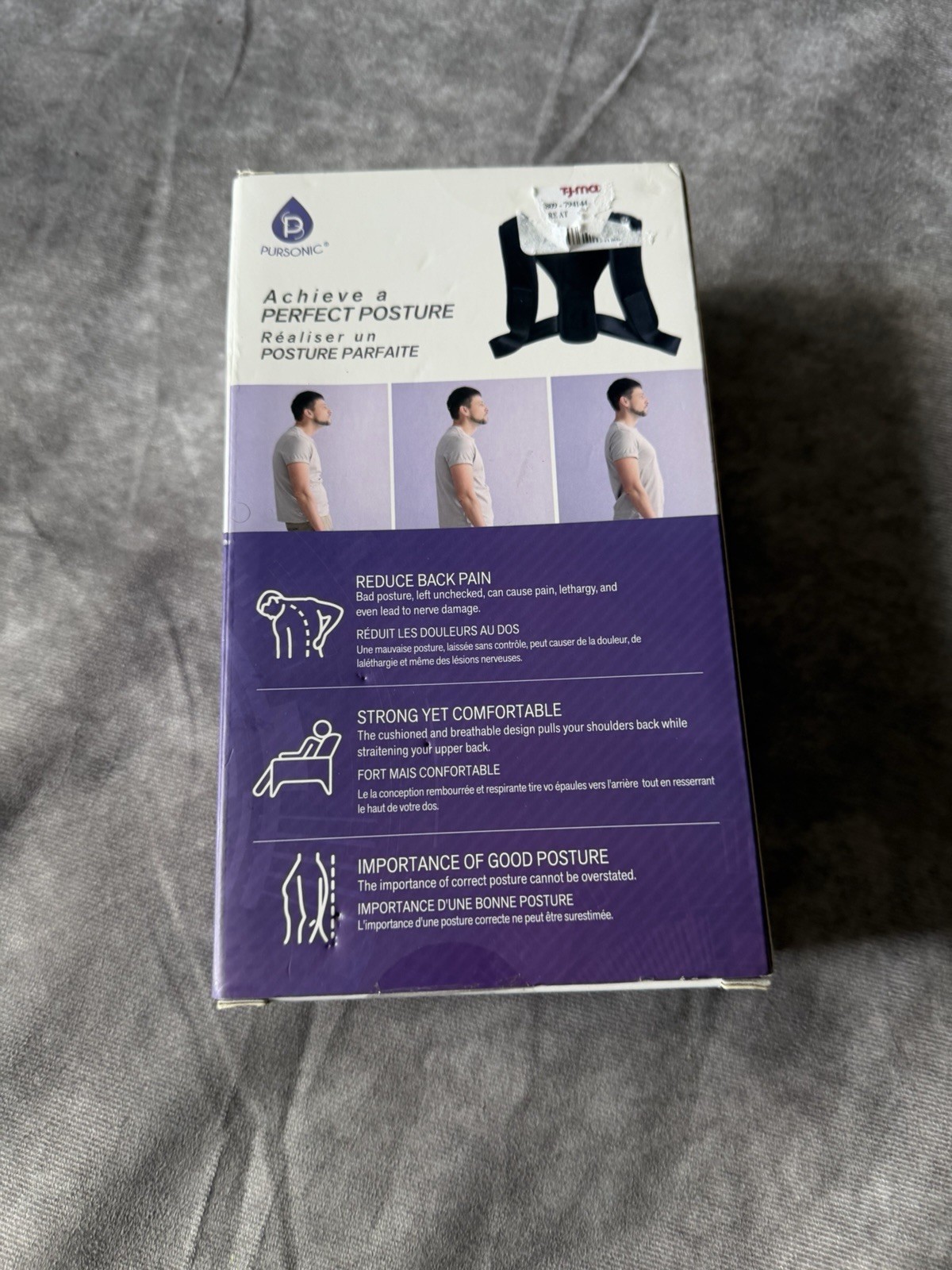 Pursonic Adjustable Posture Corrector Back Neck Clavicle Shoulder Black PC26
