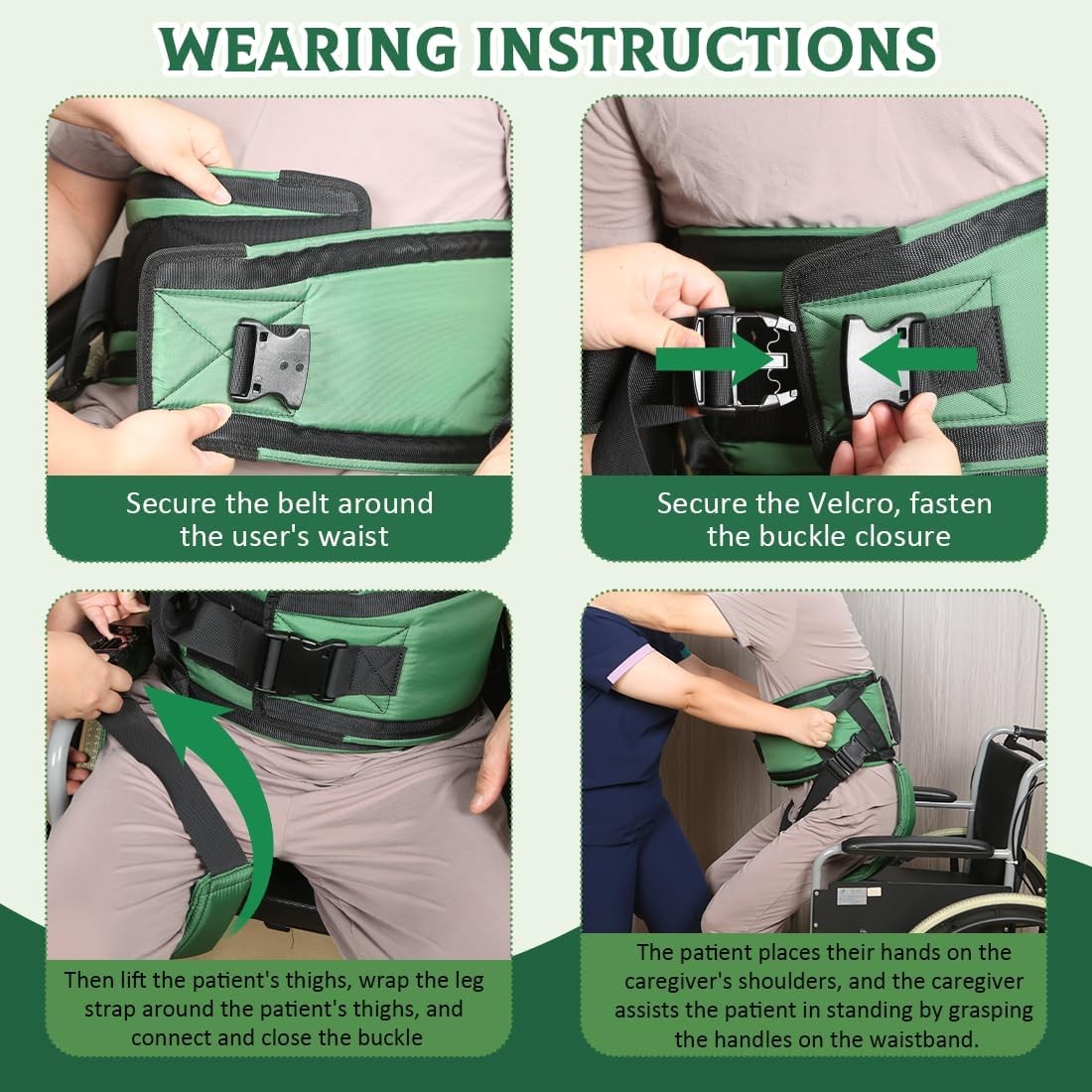 Gait Belt W/ Padded Handles & Leg Straps Seniors Medical Gate Belt Transfer