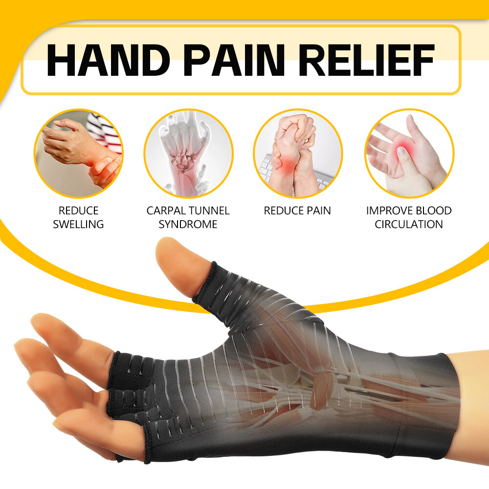 Copper Arthritis Compression Gloves Hand Support Pain Relief Joint Self Care