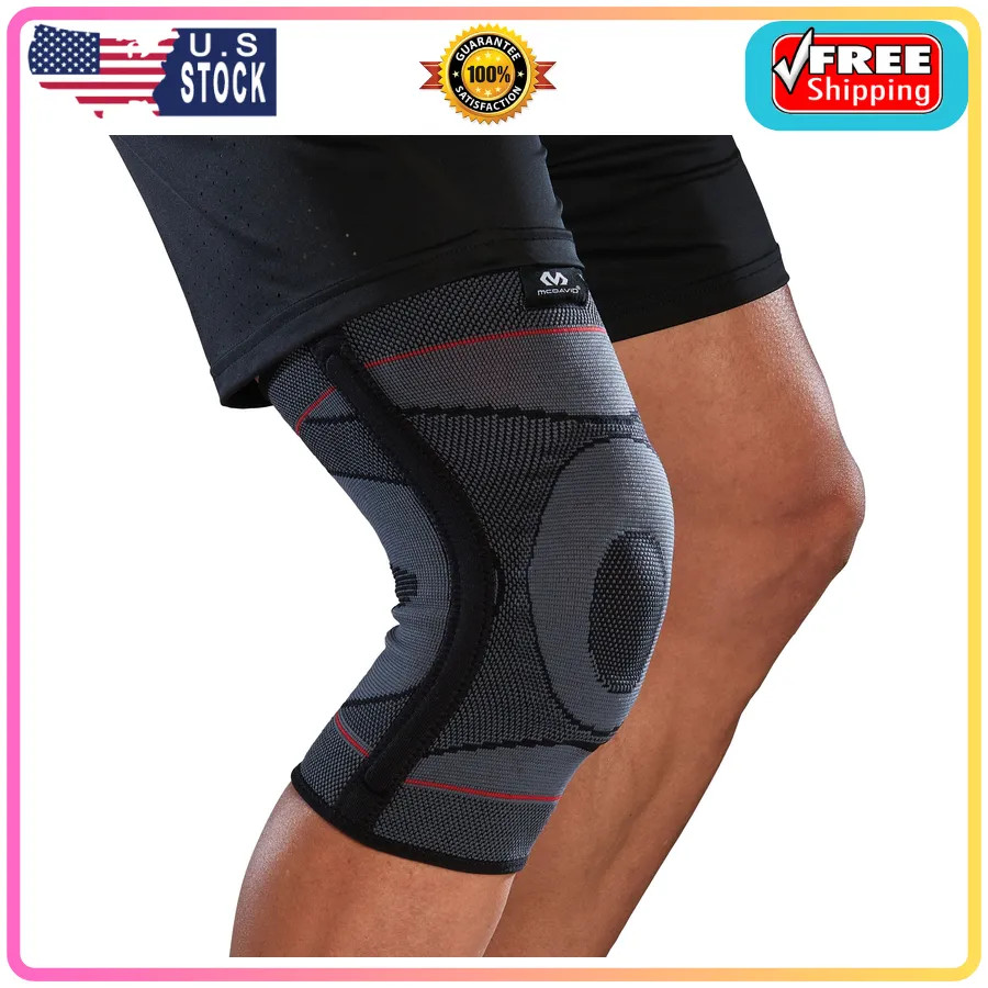 McDavid Knee Compression Knit Sleeve with Gel Buttress and Stays S/M