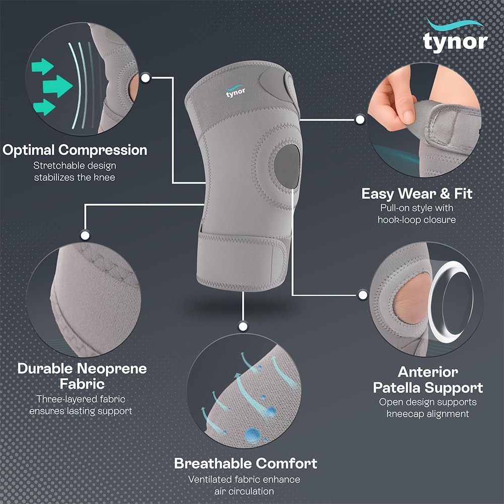 TYNOR Knee Support Sportif Gives Controlled Compression & Better Grip (Grey) FS