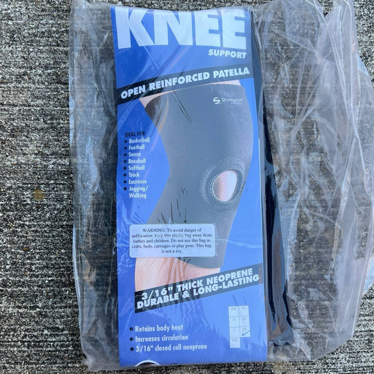 Stromgren Open Reinforced Patella Knee Support XL 3/16 Neoprene