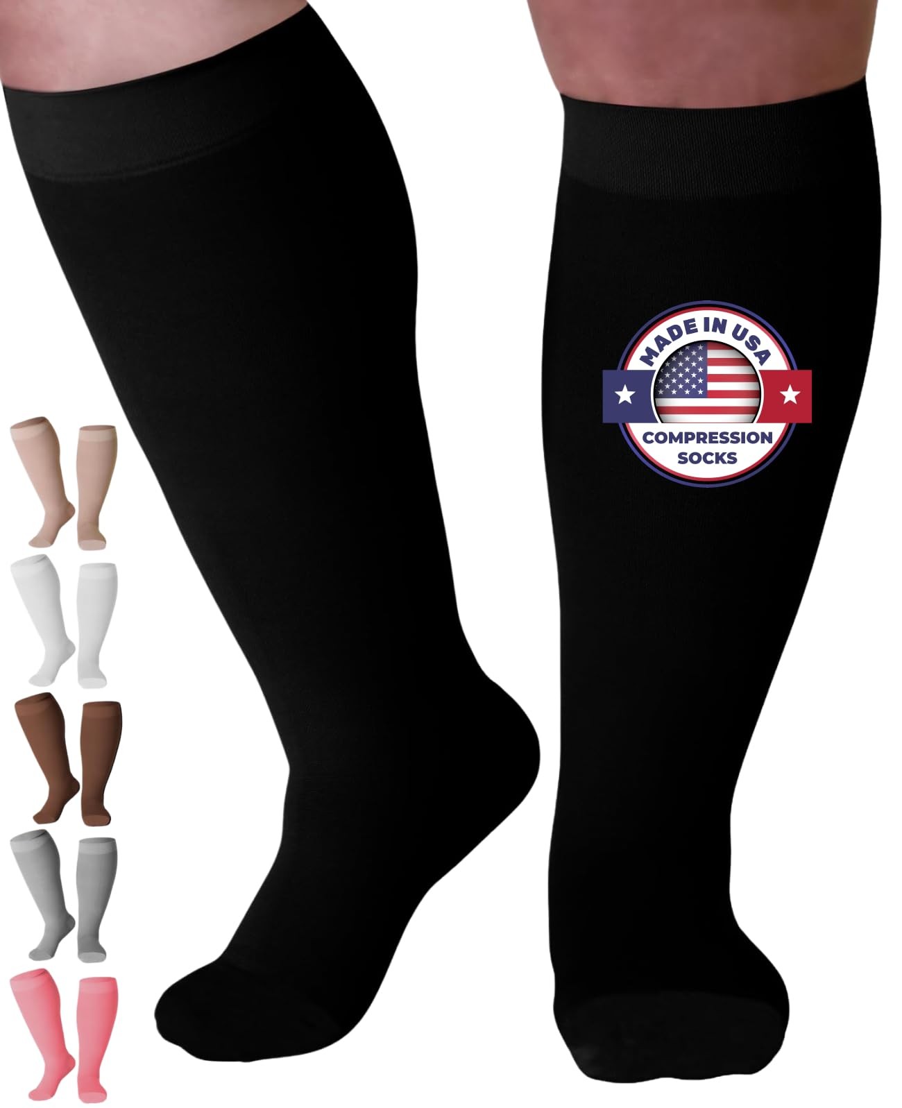 for Women and Men 20-30mmHg Wide Calf – XXL Knee High Compression Stockings f…