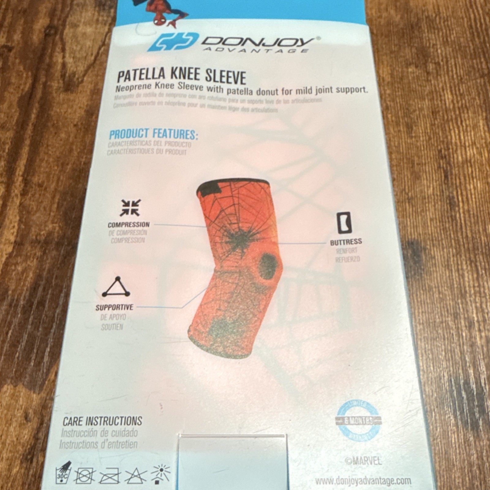DonJoy Advantage Spider-man Youth Neoprene Compression Patella Knee Sleeve Red
