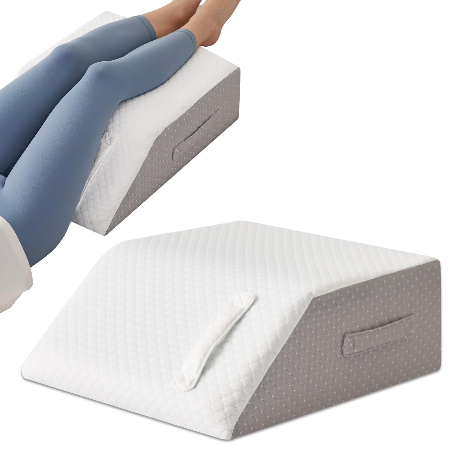 MEGCXIT Leg Pillow Elevation Blood Circulation, 23.6*16.8*8 Inch, White/Grey