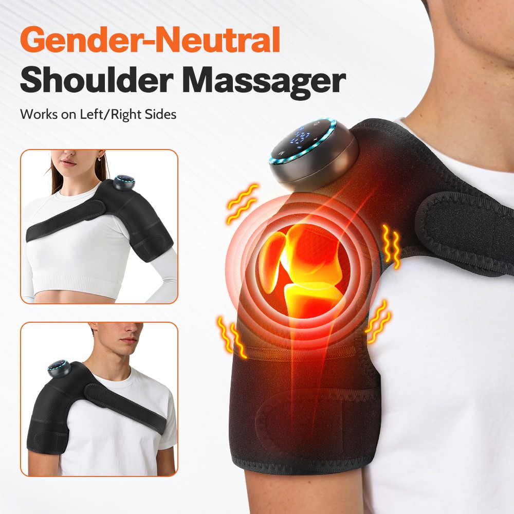 Cordless Knee Elbow Shoulder Massager with 5 Vibration Modes, 5 Heating Levels