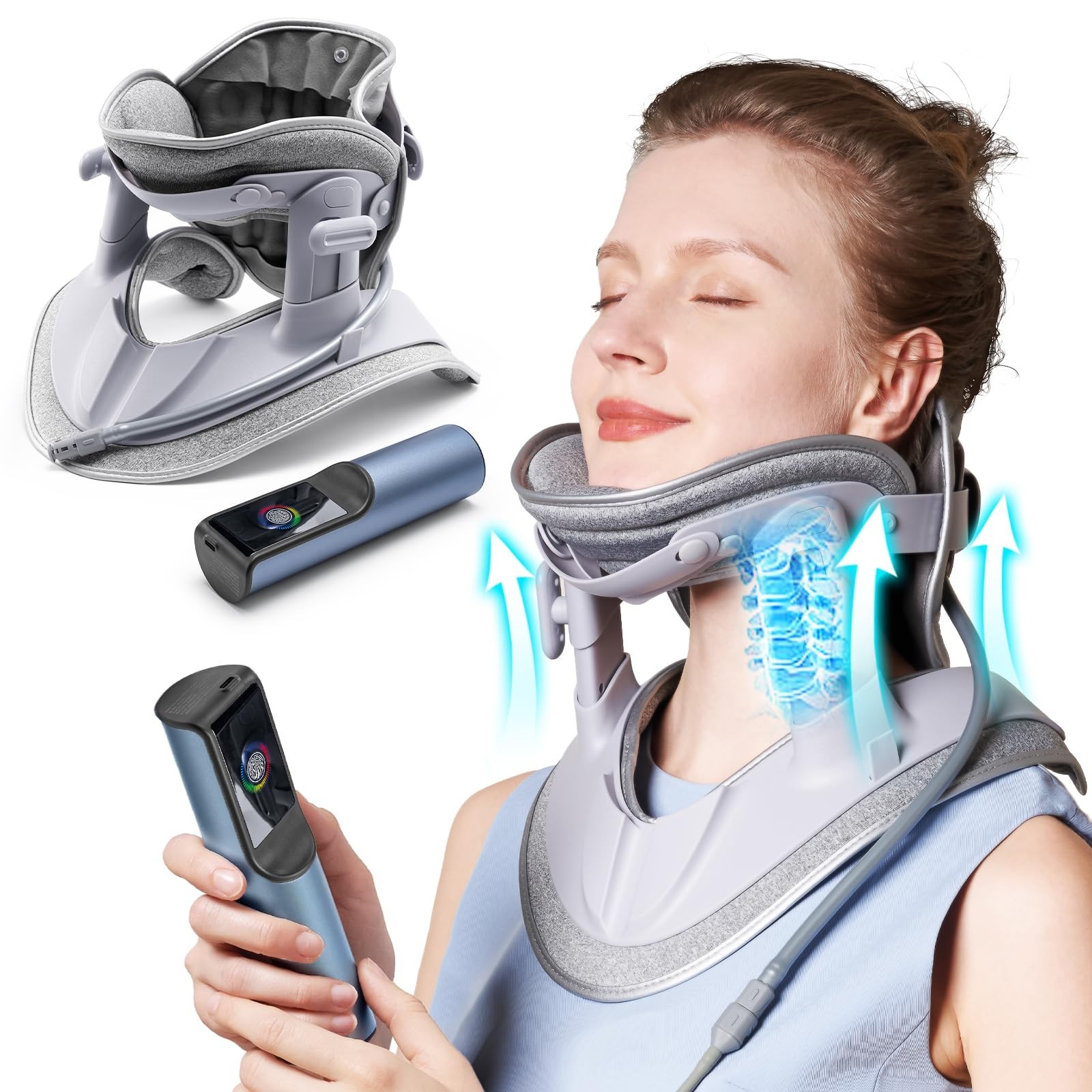 Cervical Neck Traction Device Fast Air Pump Neck Brace, Adjustable Inflatable…