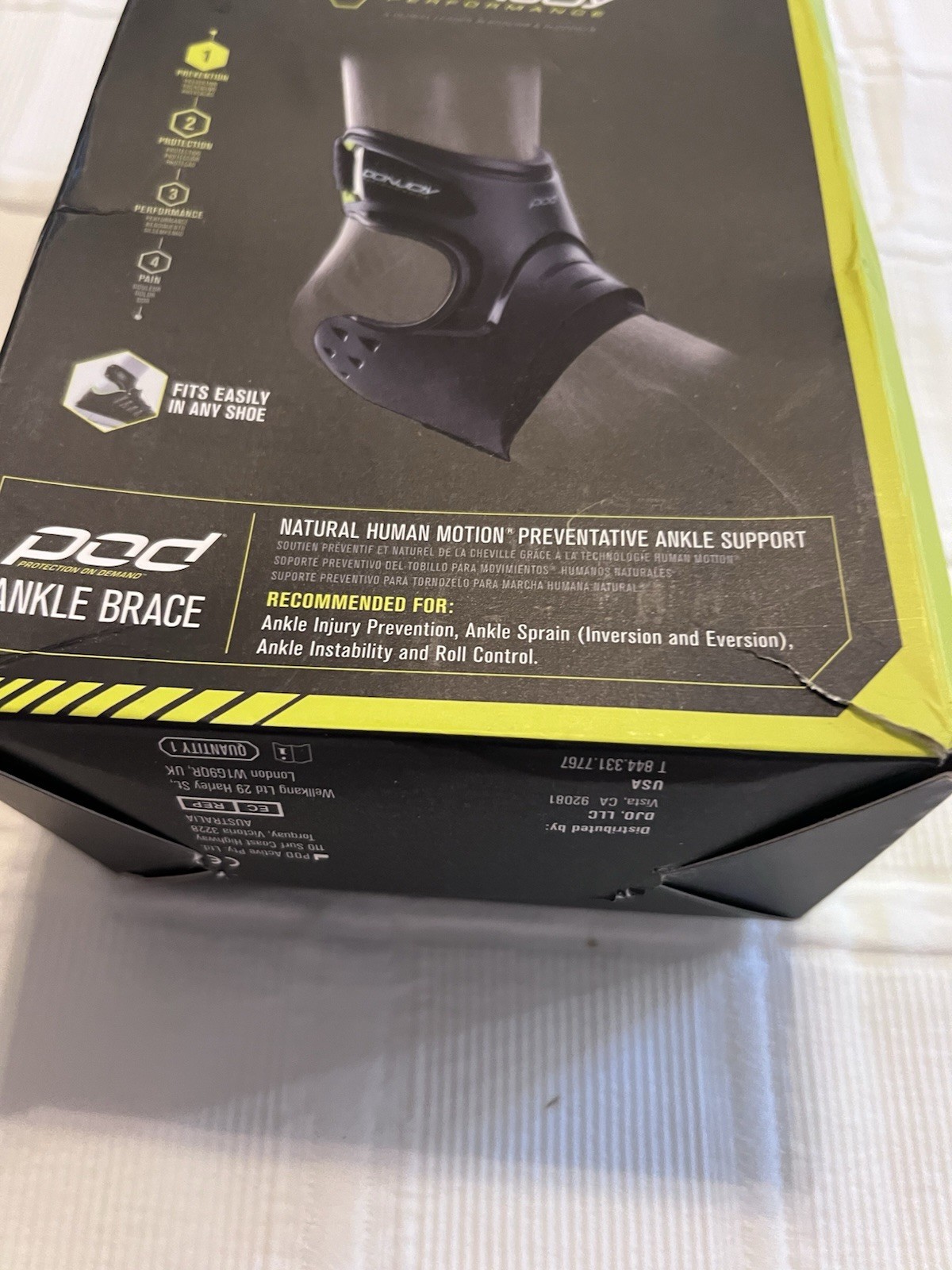 DonJoy Performance Pod Ankle Brace (Left/Large/Black) New