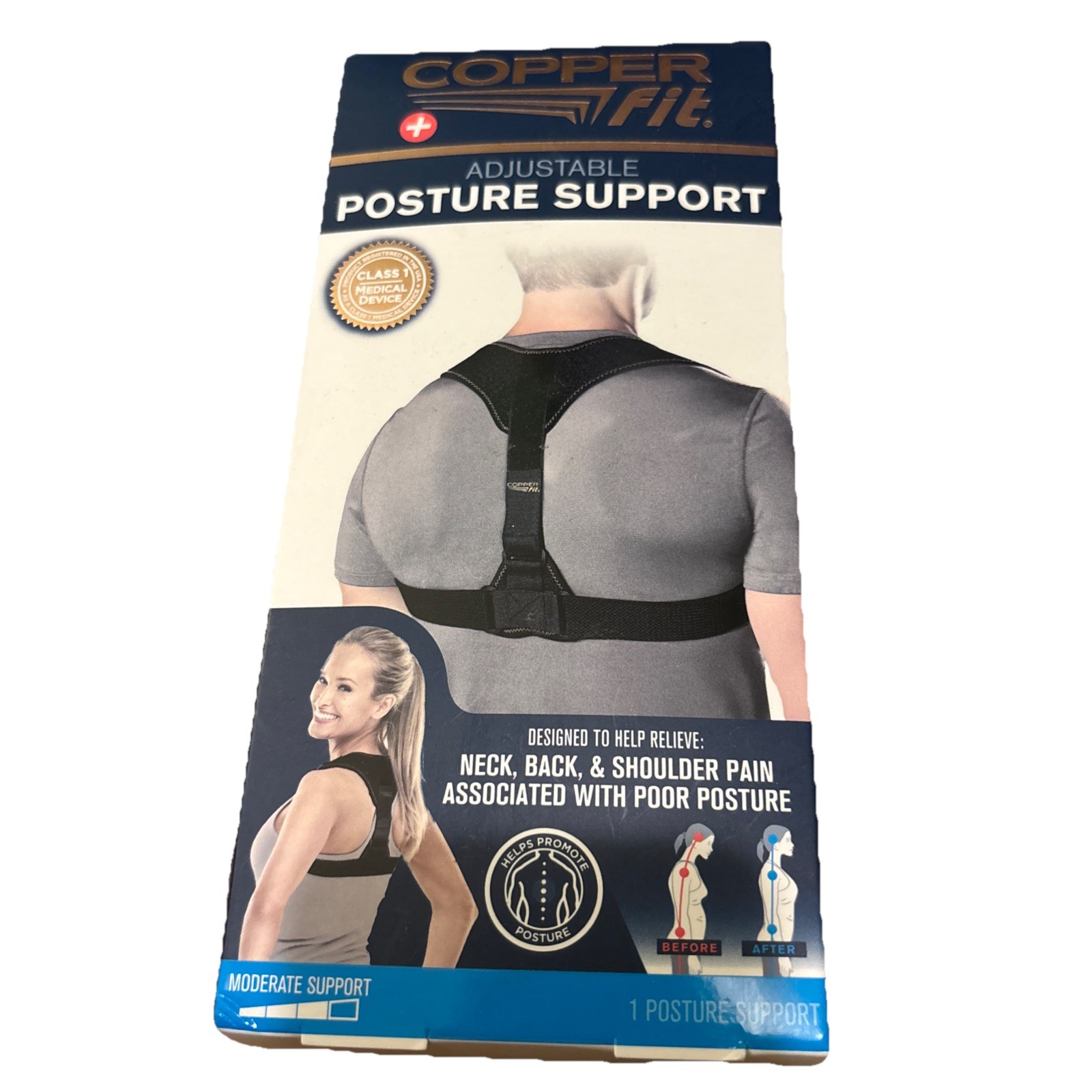 Copper Fit Adjustable Posture Support 33″- 44″ One Size Fits Most