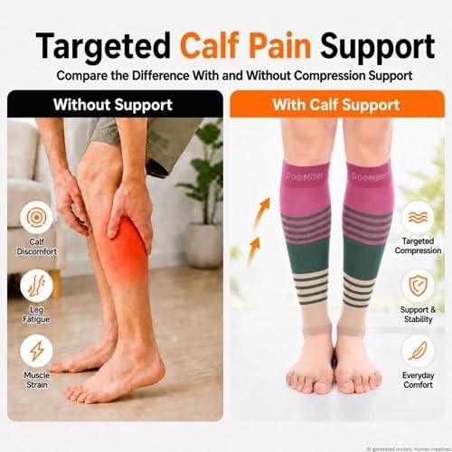 Calf Compression Sleeves 20-30 mmHg Pair Footless Wide Calf Running Shin