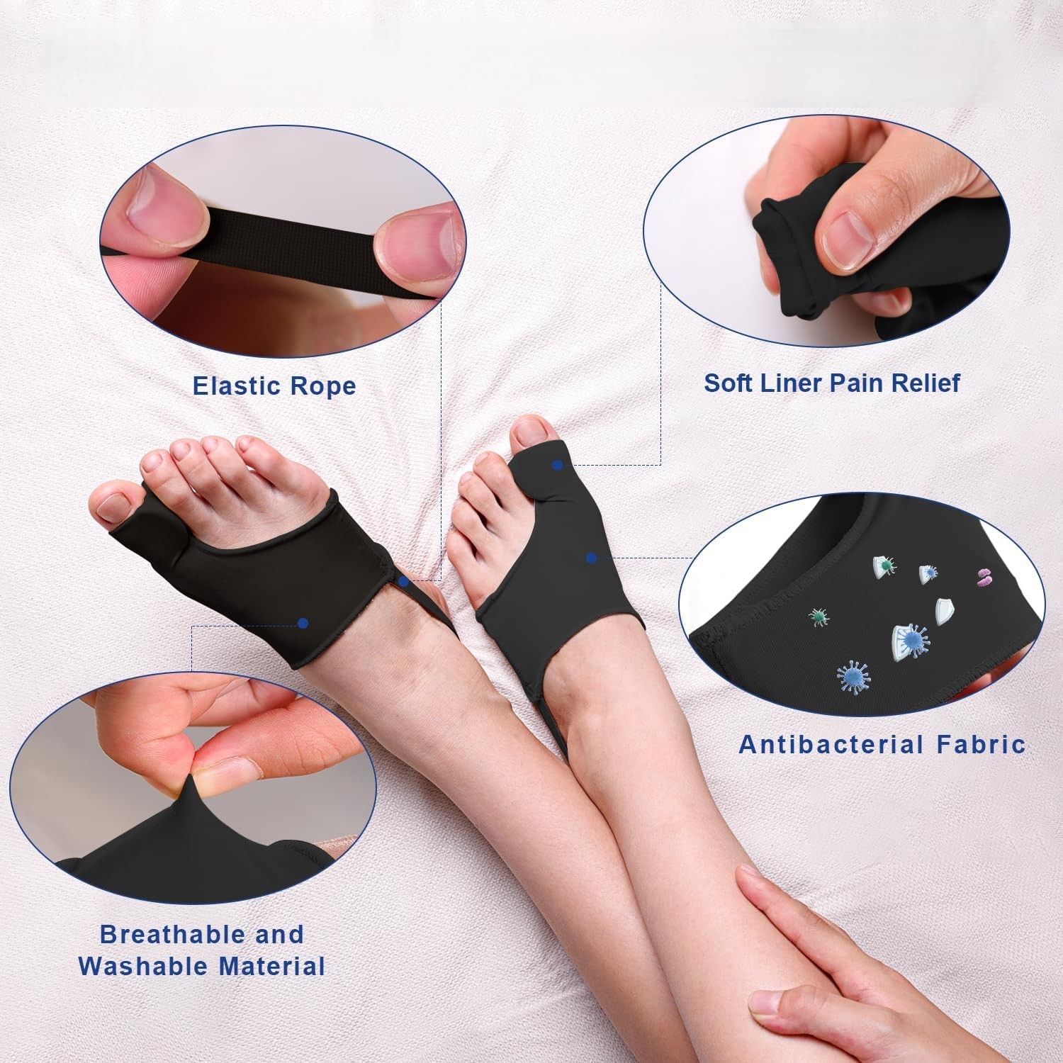 WELEQUT 2PCS Bunion Corrector for Women & Men – Toe Alignment Medium, Black