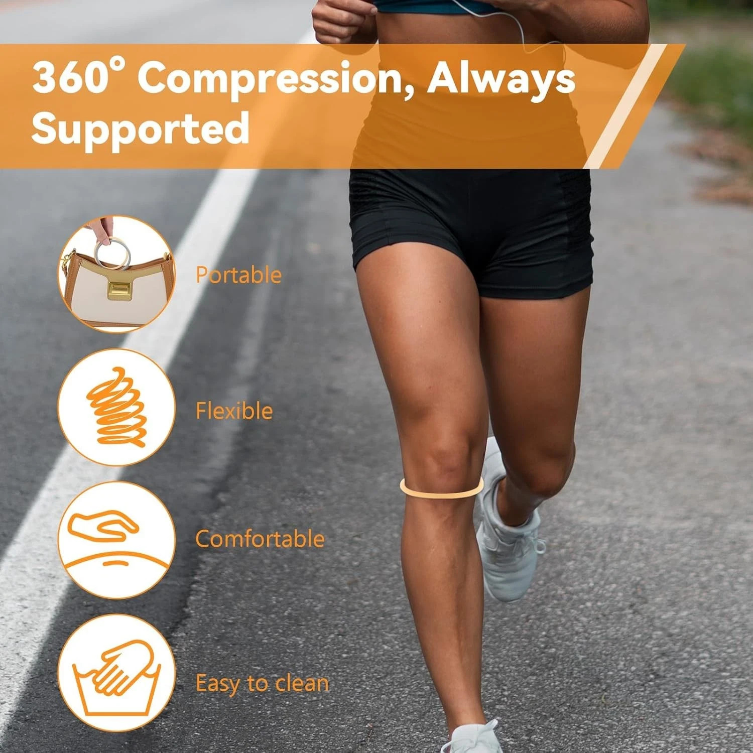 4Pcs Knee Strap Patella Tendon Support, Silicone Fine Patella Bands for Knee Pai