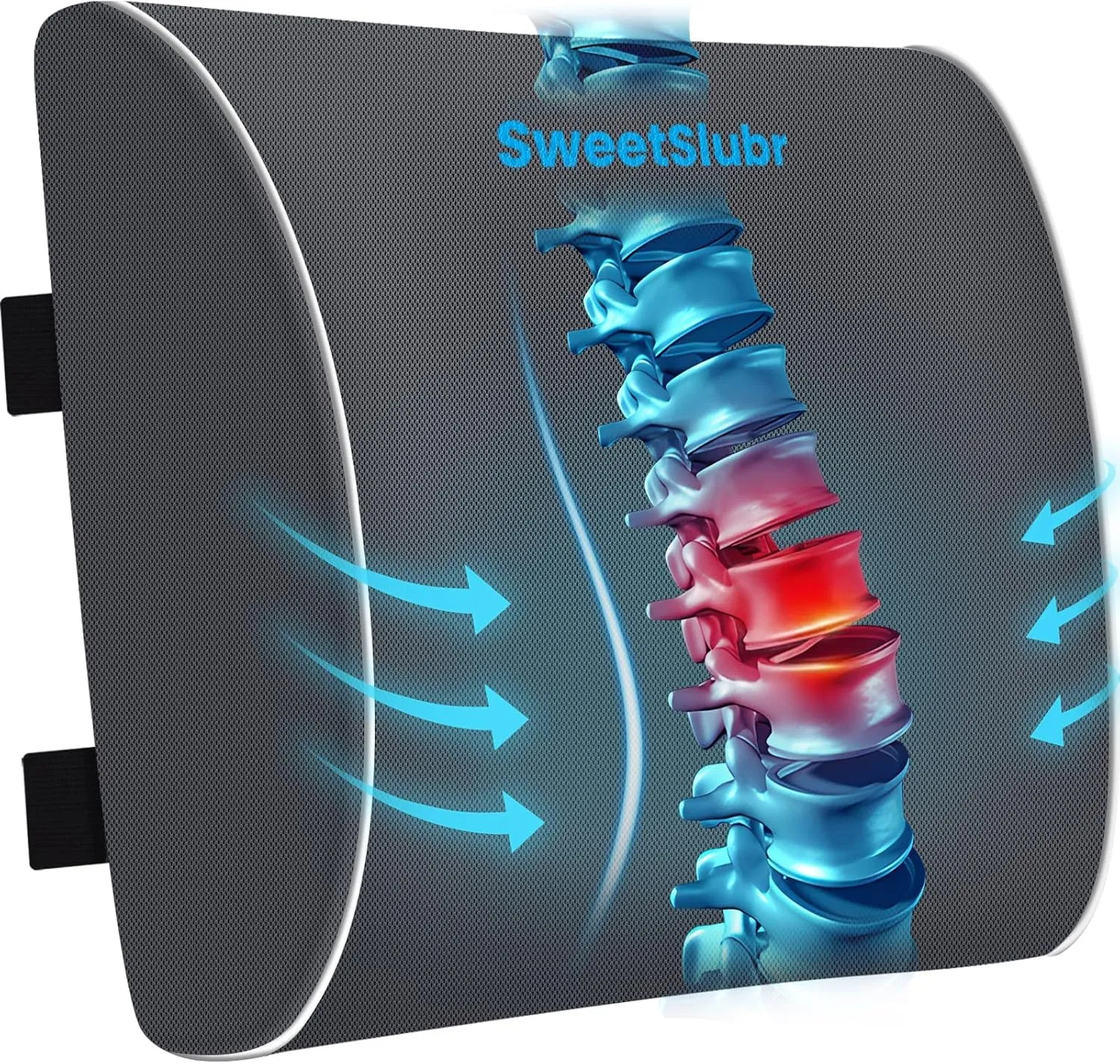 Large Lumbar Support Pillow Memory Foam Back Cushion for Office Chair Car Gaming