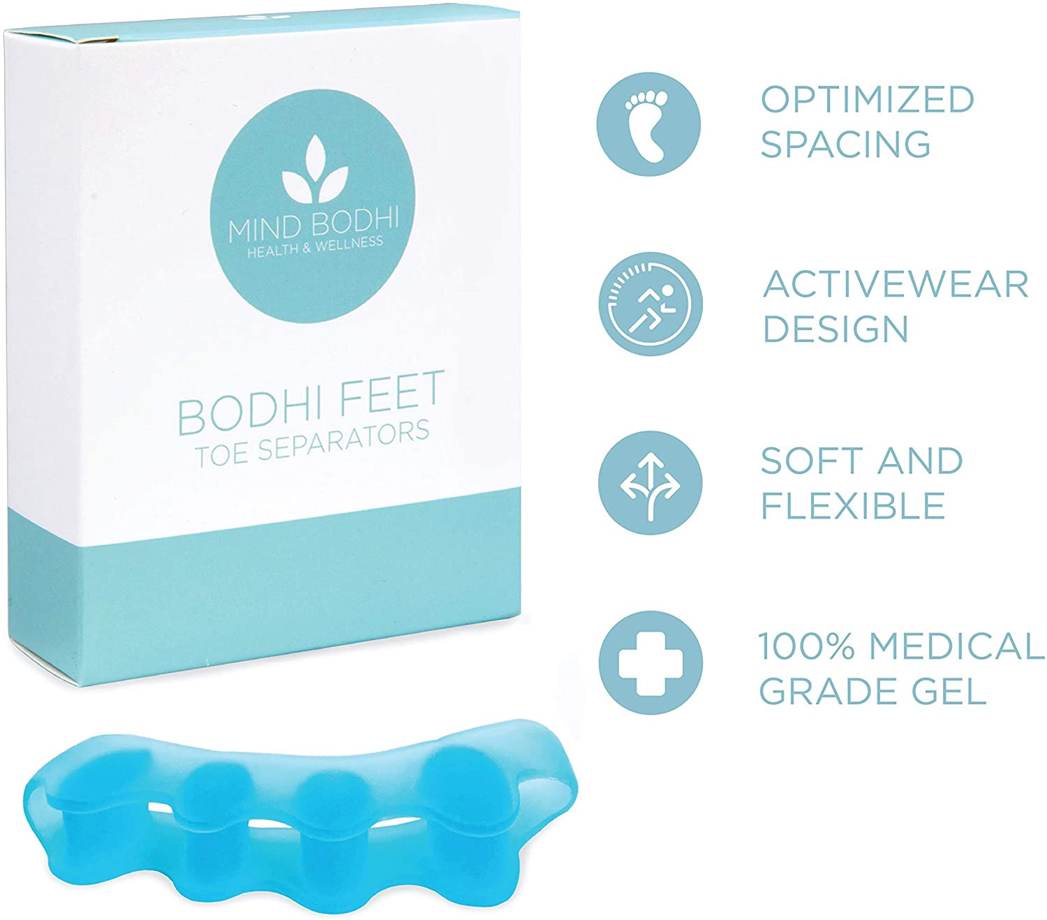 Toe Separators Silicone Toe Spacers for Bunions Women Men Bunion Corrector Blue