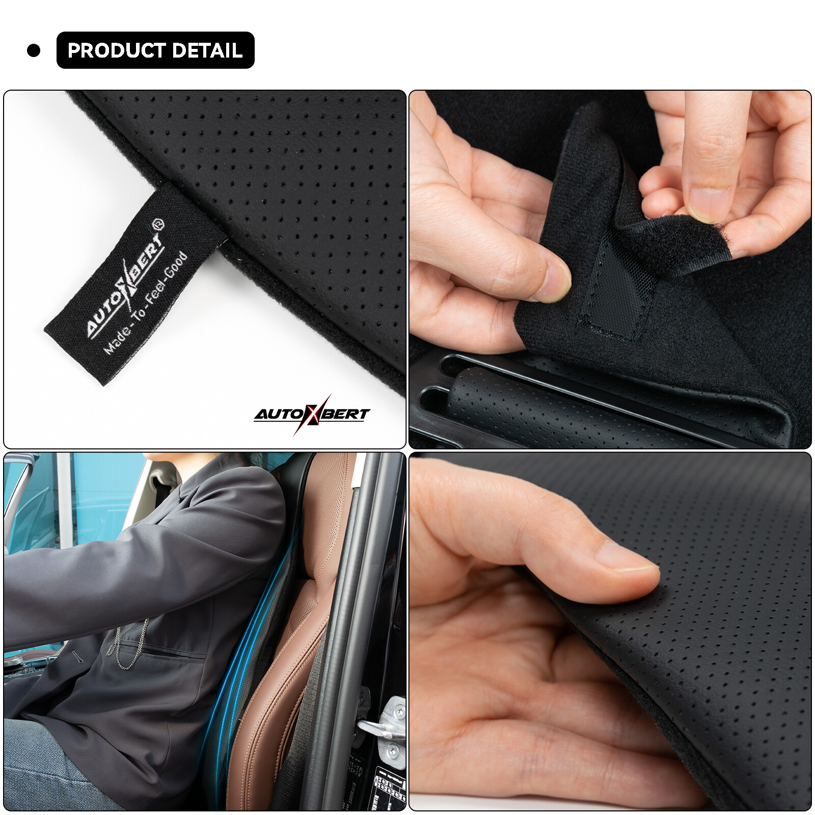 Lumbar Support Pillow Back Car Seat Cushion PU Leather Orthopedic Backrest