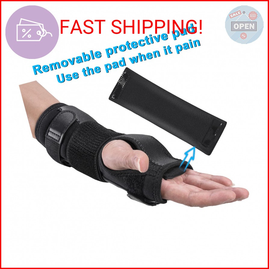 PKSTONE Wrist Splint for Carpal-Tunnel Syndrome, Adjustable Compression Wrist Br