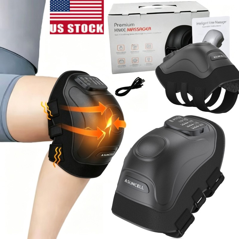 Knee Massager with Heat and Red Light Therapy, 4-Motor Vibration Knee Heating