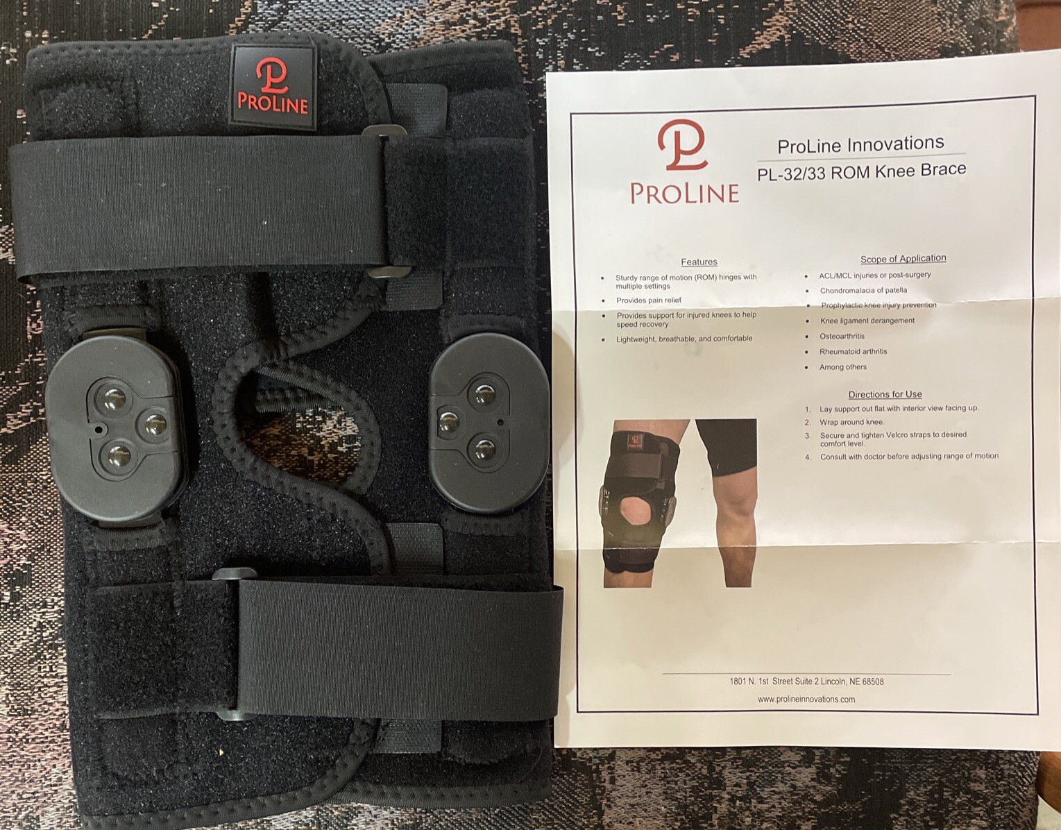 ProLine Innovations PL-32/33 ROM Knee Support Bilateral Adjustable Straps New