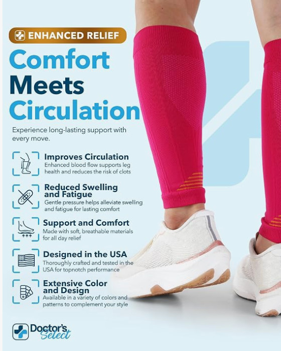 Doctor’s Select 2 Pairs Copper Calf Compression Sleeve – Leg Compression Slee…