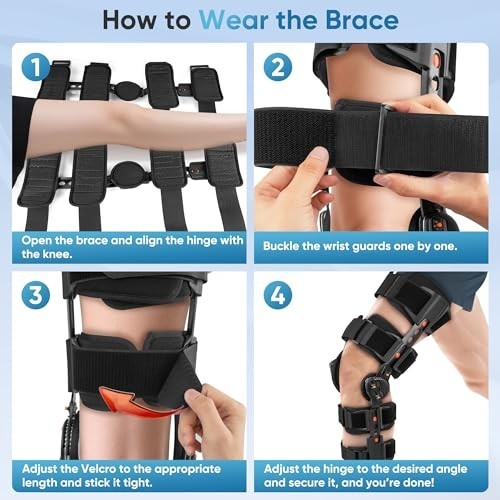Hinged Knee Brace with Side Stabilizers for Men and Women Black