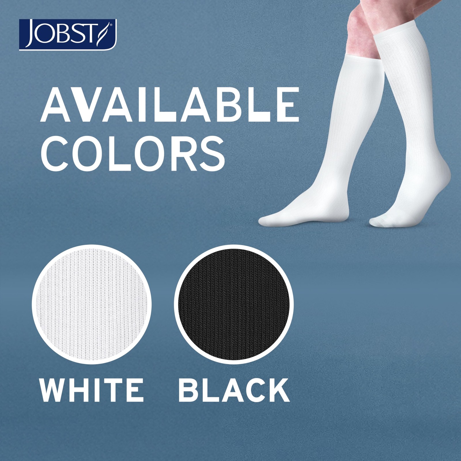 JOBST ACTIVA Athletic Compression Socks, 18 mmHg, Knee High Large, White