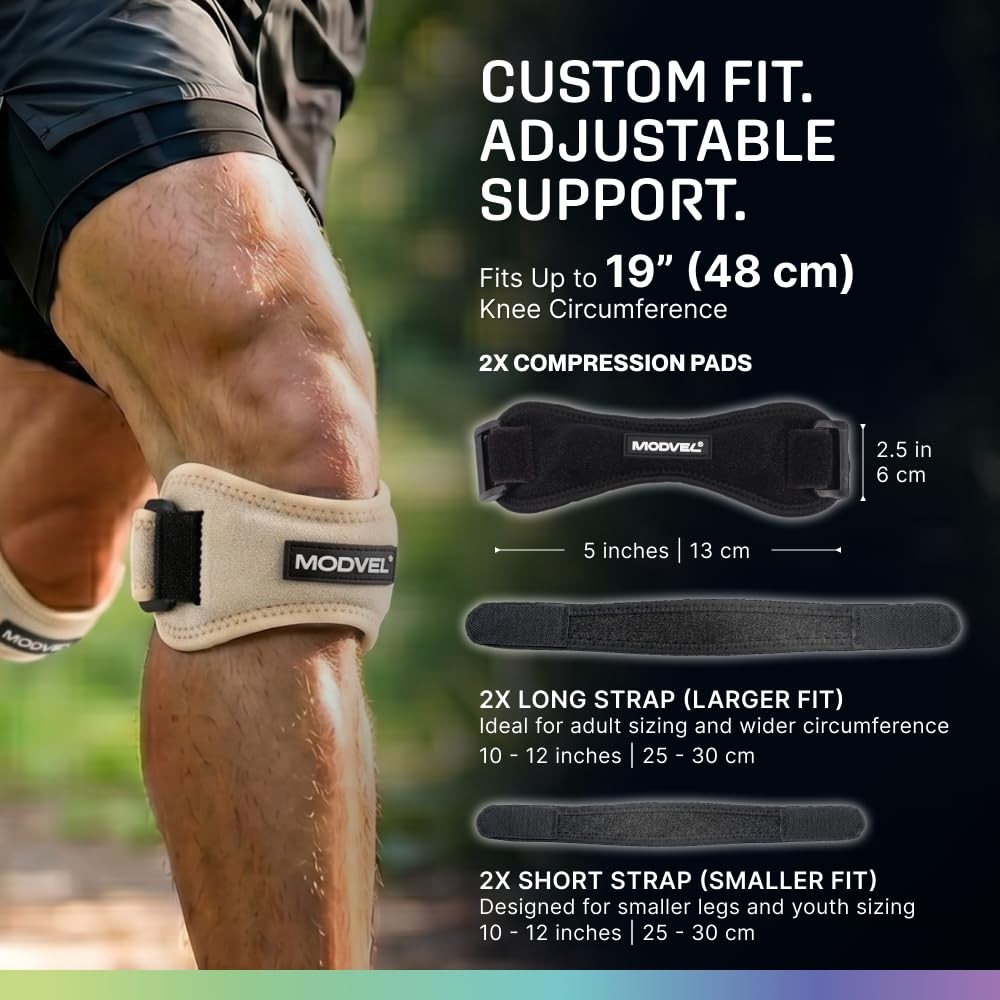 Knee Strap Patella Tendon Support Brace Band, One Size, 2-Pack