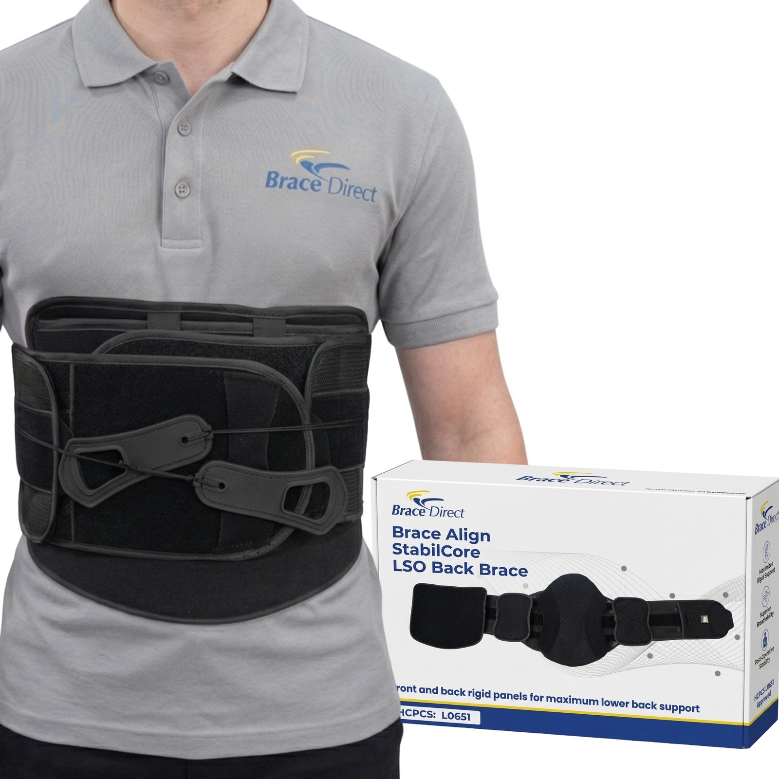 Brace Align Core Pro Plus LSO Back Brace Anterior Panel Lumbar Support L0651