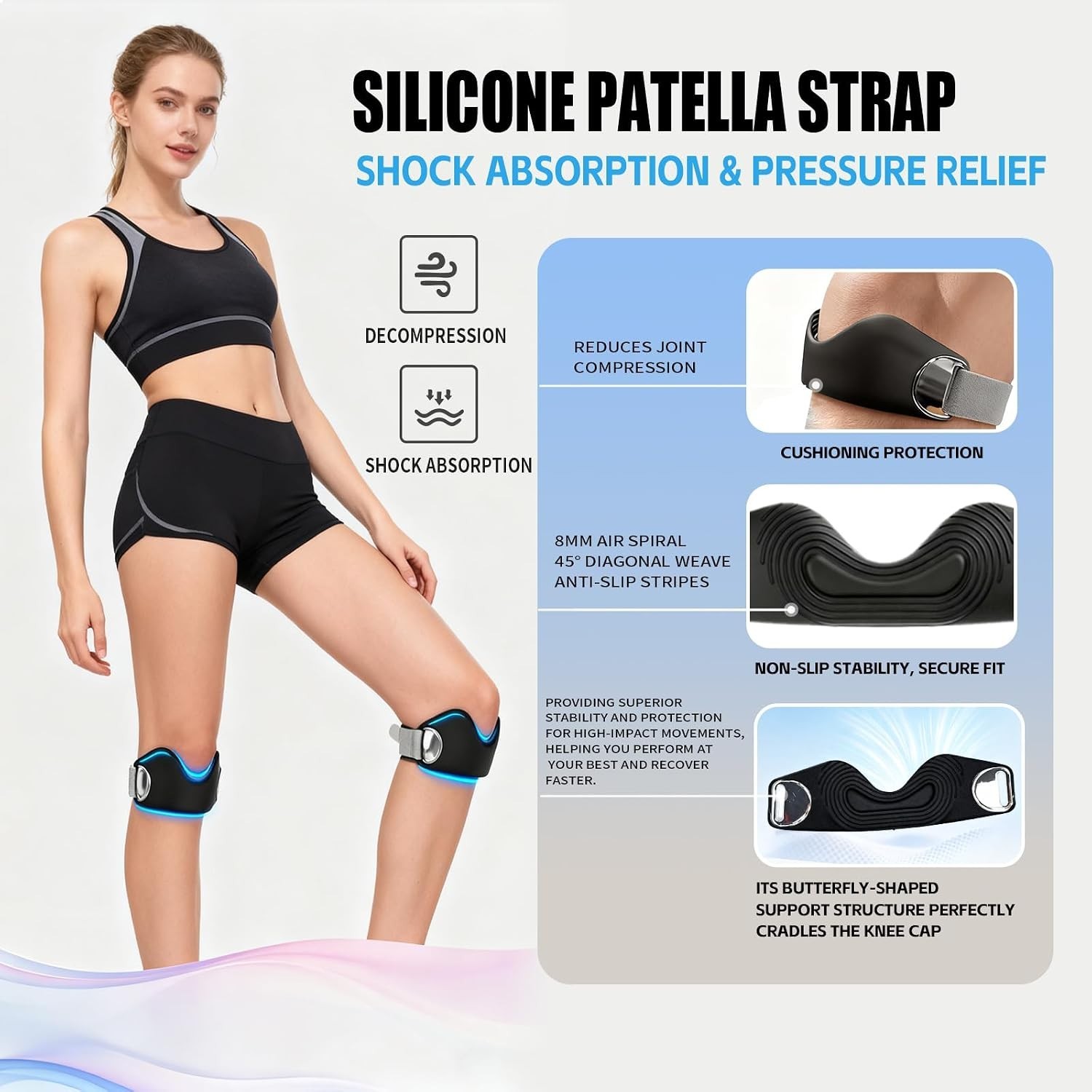 2-Pack, Adjustable Patella Band for Knee Pain Relief & Patellar Tendonitis Su…