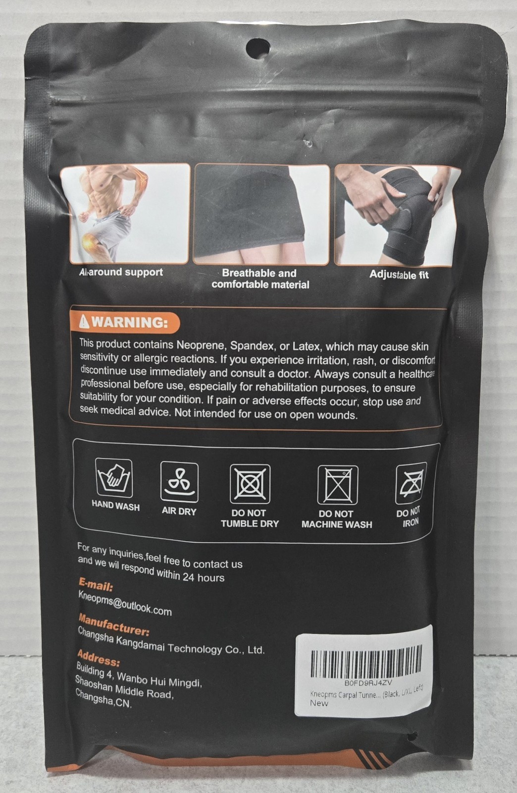 KNEOPMS Wrist Support Brace – Carpal Tunnel Black L/XL Left / Open Box