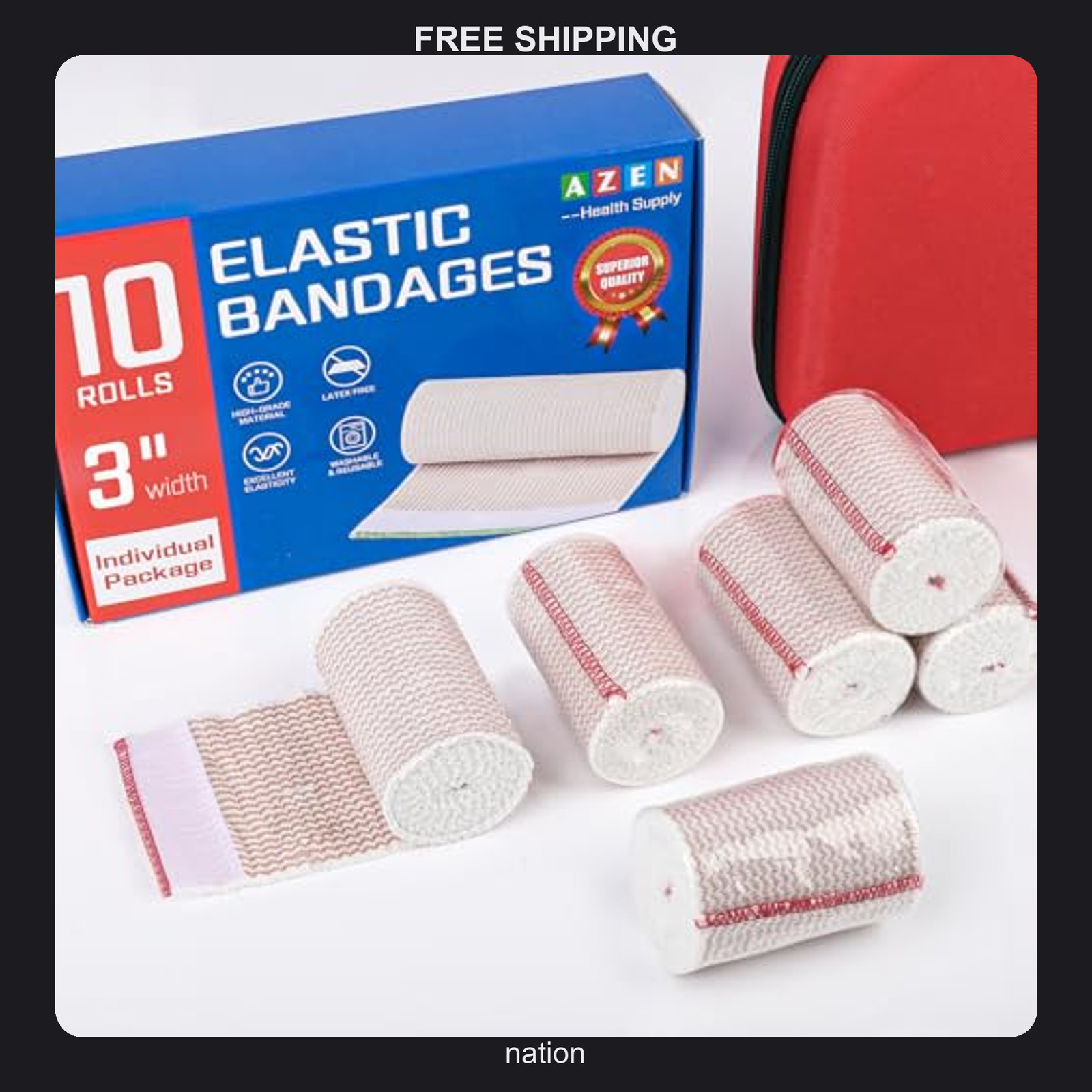 10 Pack Elastic Bandages 3 Inch Support for Legs and Joints