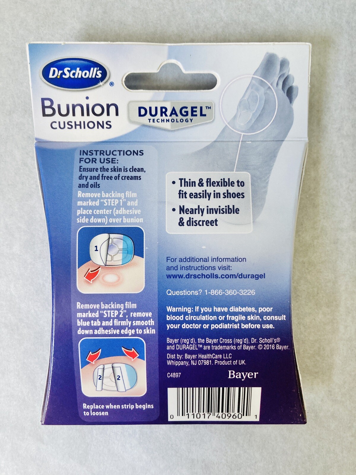 Dr. Scholl’s Bunion Cushion thin anf flexible Foot Pain Relief Friction&Pressure