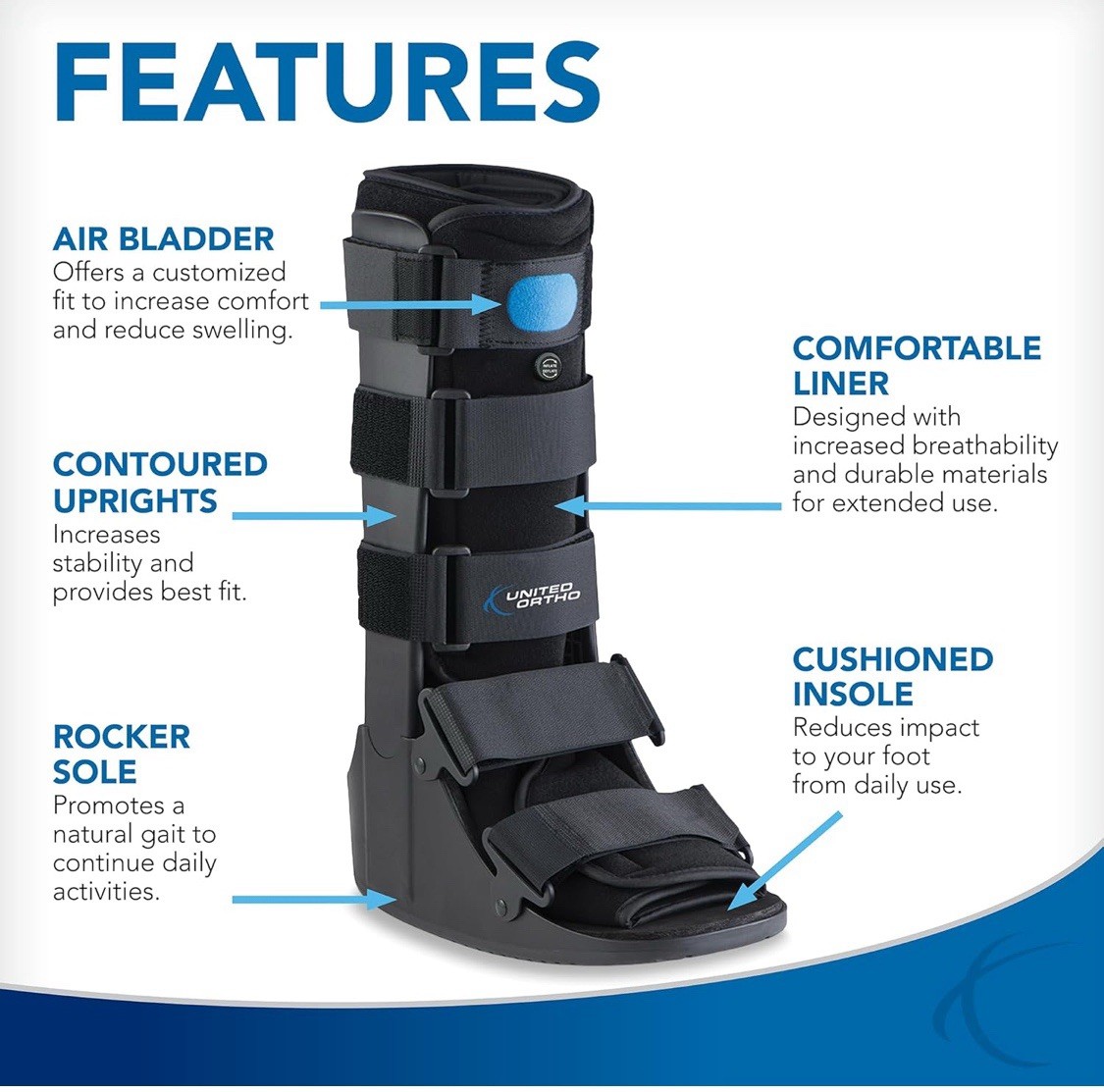 United Ortho Air Cam Walker Fracture Boot USA14109 Extra Large – New