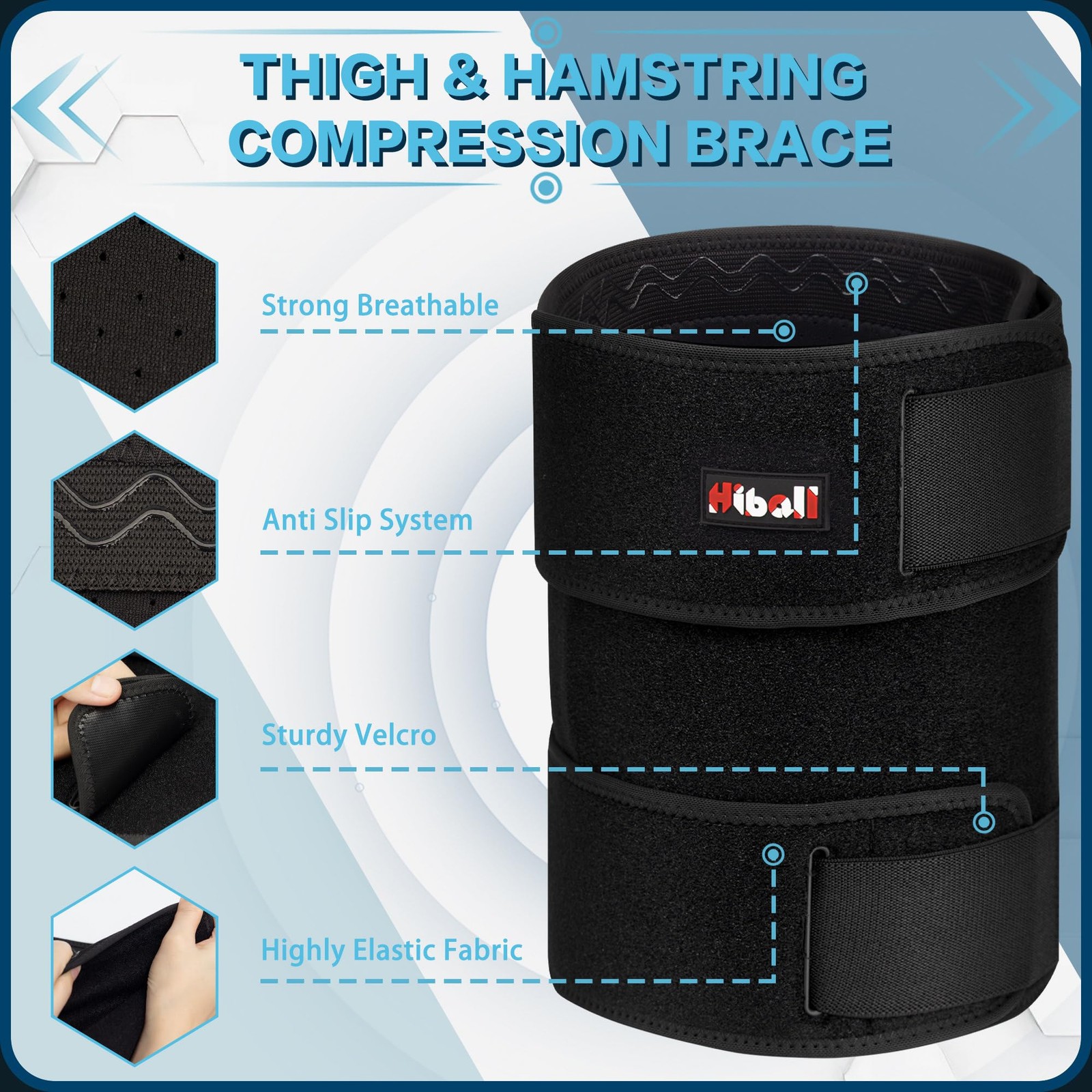 Adjustable Thigh Brace Hamstring Compression Wrap for Quad Upper Leg Support