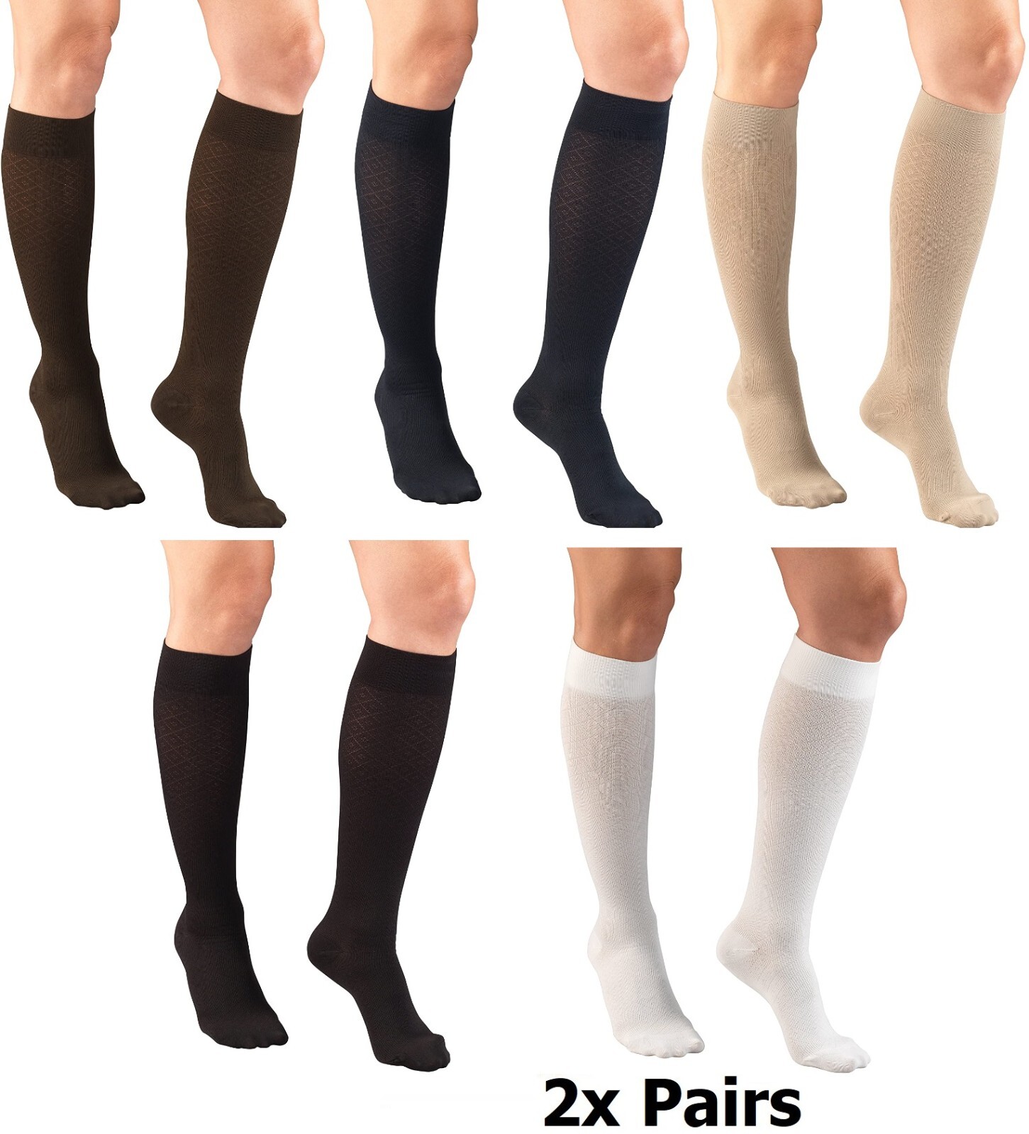 Truform Women’s 1976 Compression Dress Socks Breathable 15-20 mmHg [2x Pairs]