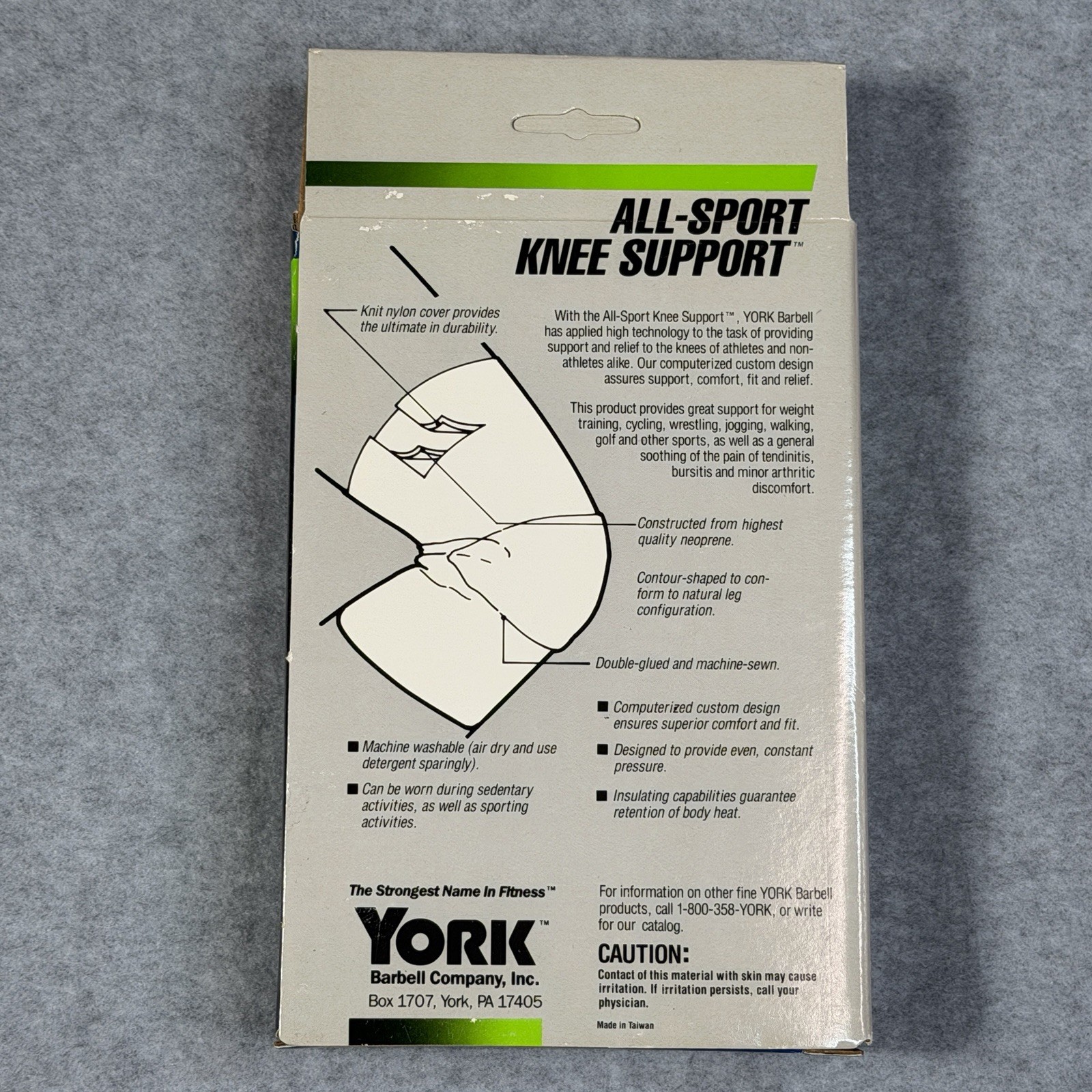 Vintage Original York Barbell XL All Sport Knee Support Nylon Weight Training