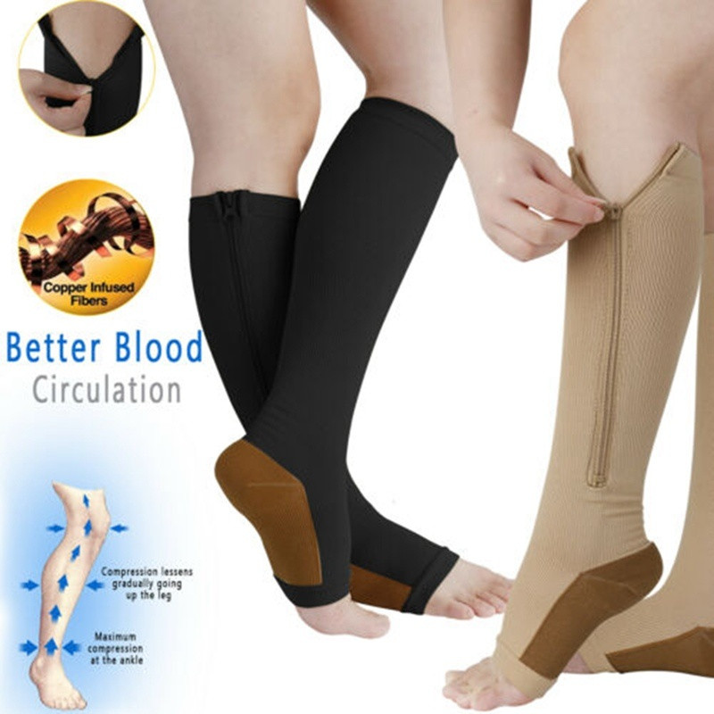 Doc Miller Open Toe Compression Socks 20-30 mmHg Recovery Varicose Veins SKIN