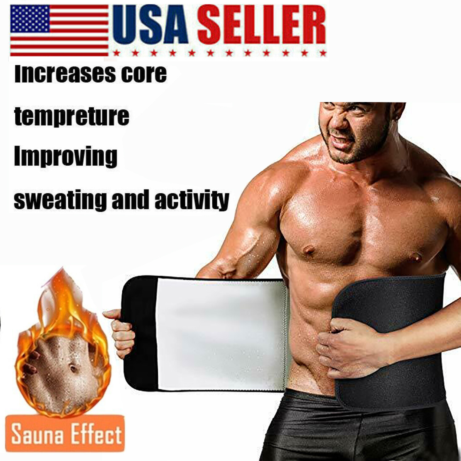 Men Polymer Fat Girdle Sauna Belly Body Shaper Slimming Waist Trainer Band Belt