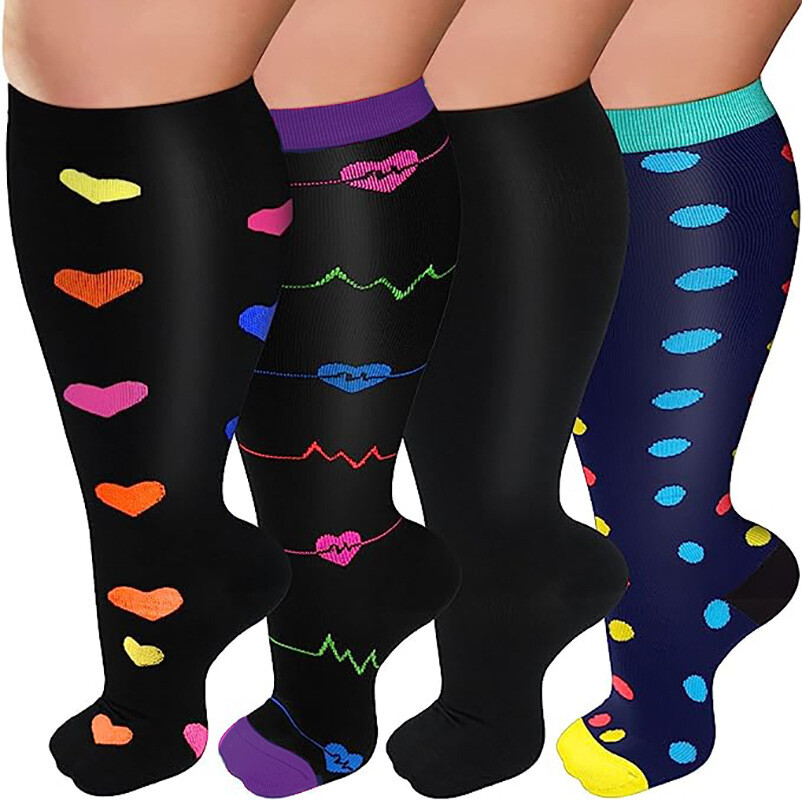 3/4/5 Pairs Plus Size Compression Socks Extra Wide Calf Knee High Support Socks