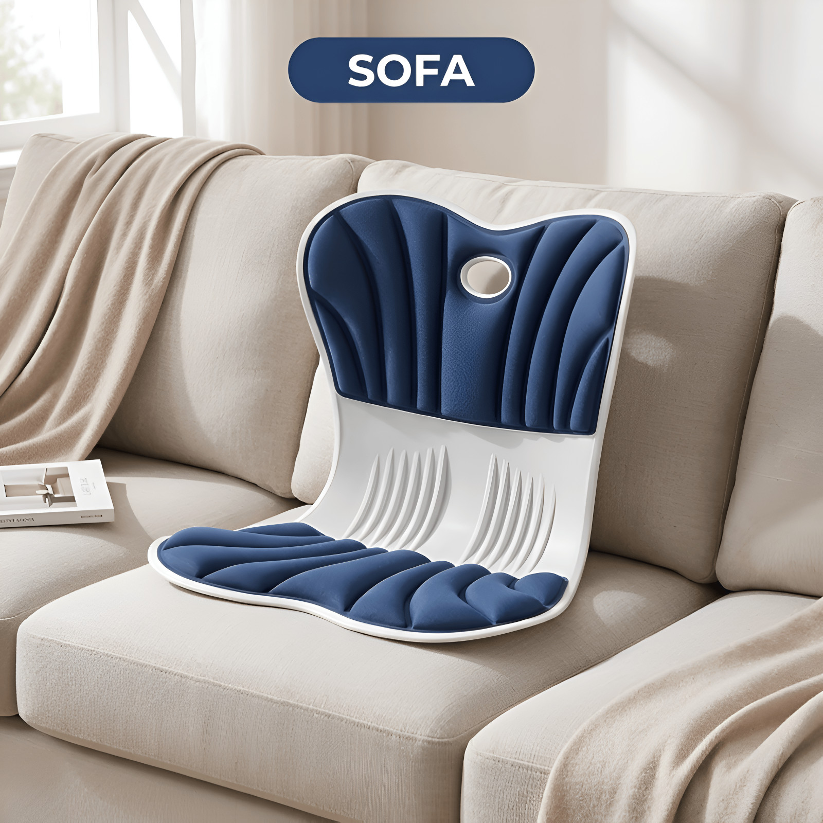 Blue Ergonomic Lumbar Support | Back Support with 6-Region Pressure Reliever