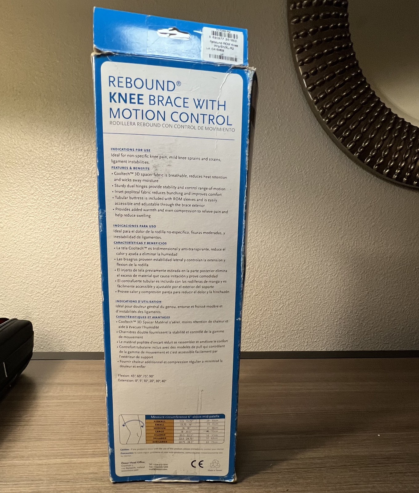 Ossur Rebound Knee Brace Motion Control New XL R2 12″ Wrap Rom